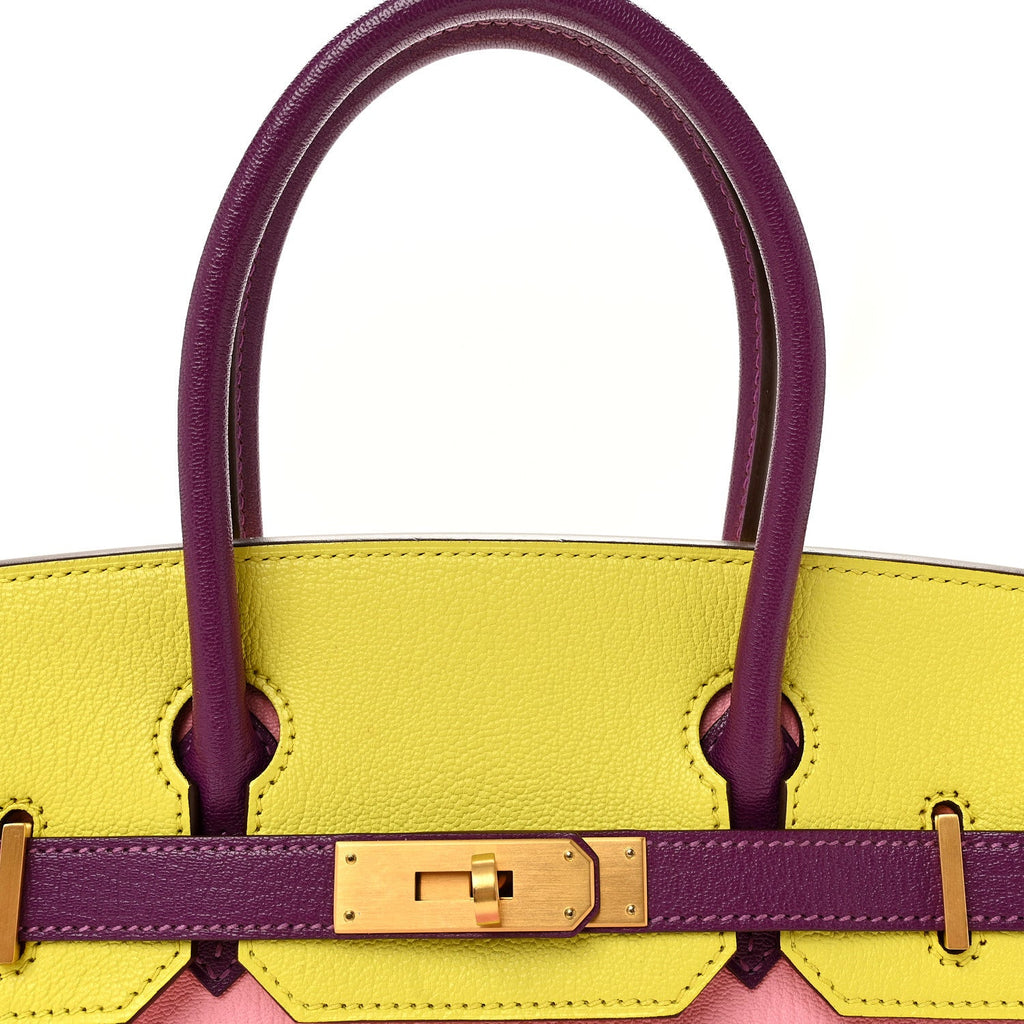 Chevre Mysore Horseshoe Birkin 30 Rose Confetti Anemone Lime