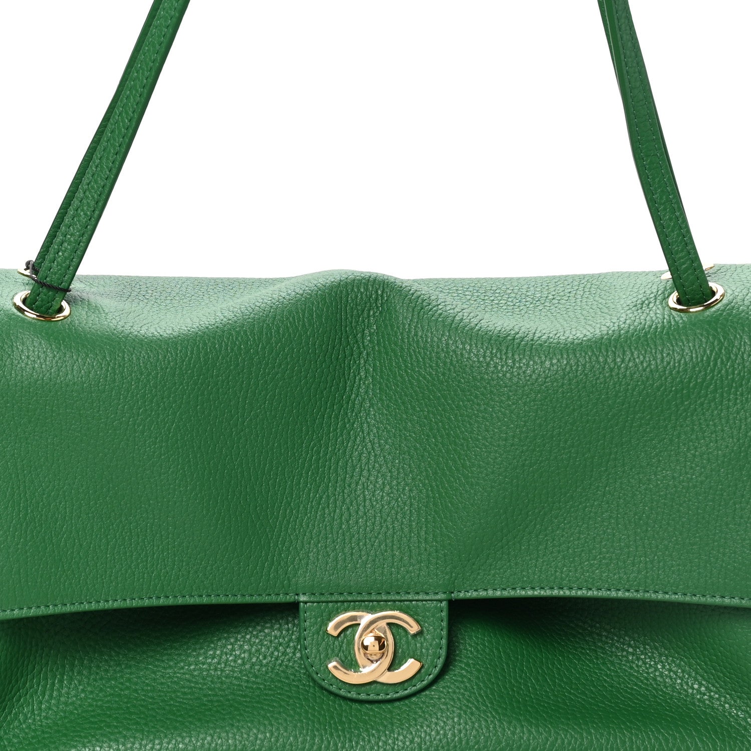 Grained Calfskin Small Souplissimo Maxi Flap Green