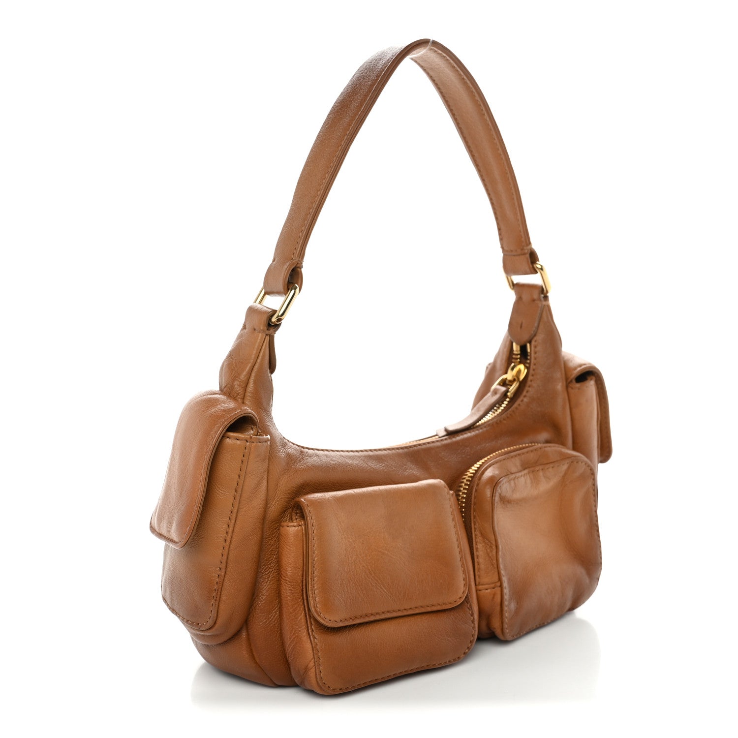 Nappa Multi Pocket Hobo Caramel
