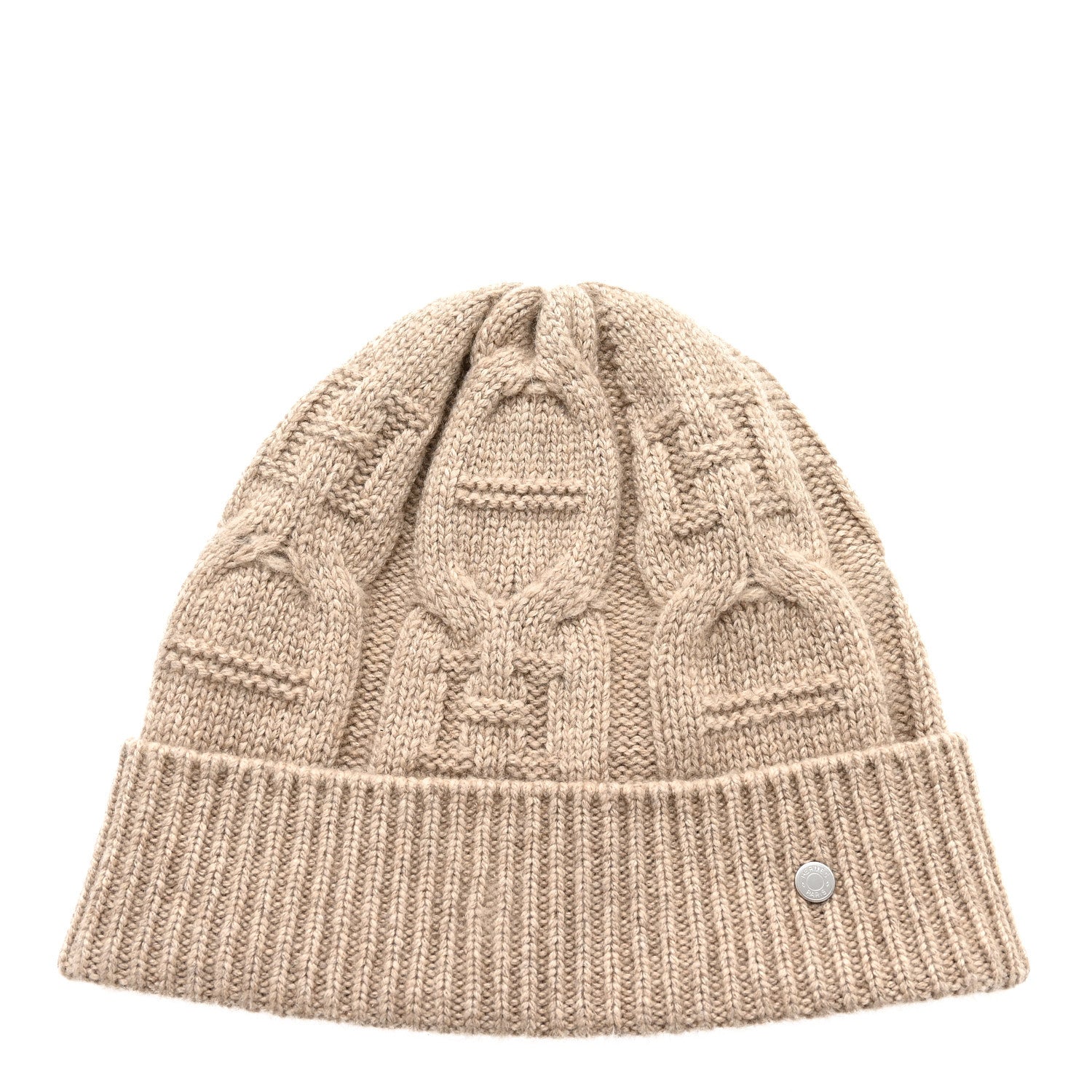 Cashmere Knit Cable Maillons Beanie M Beige