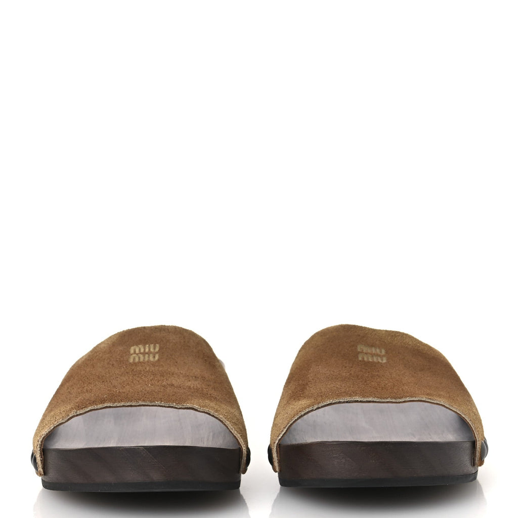 Suede Logo Slide Clogs 37 Cannella