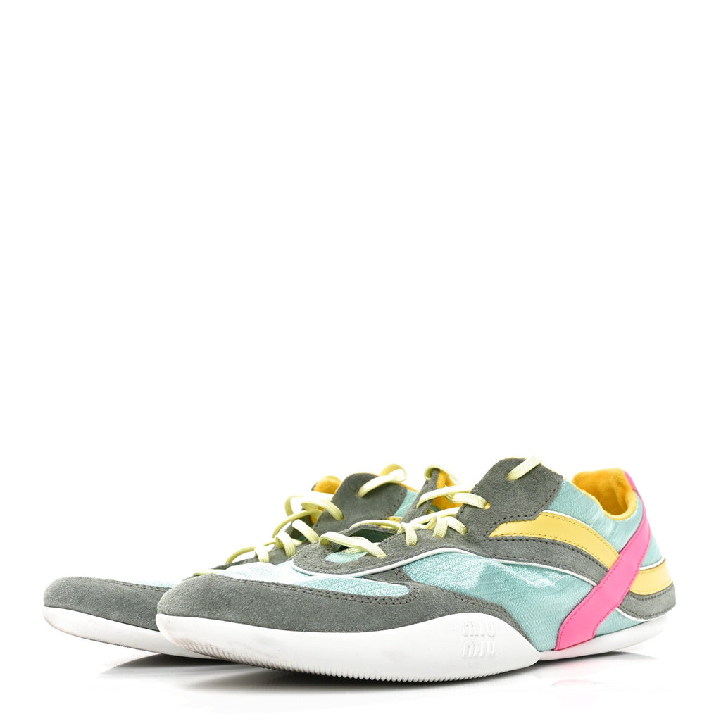 Technical Fabric Suede Gymnasium Sneakers 41 Anise Fuchsia