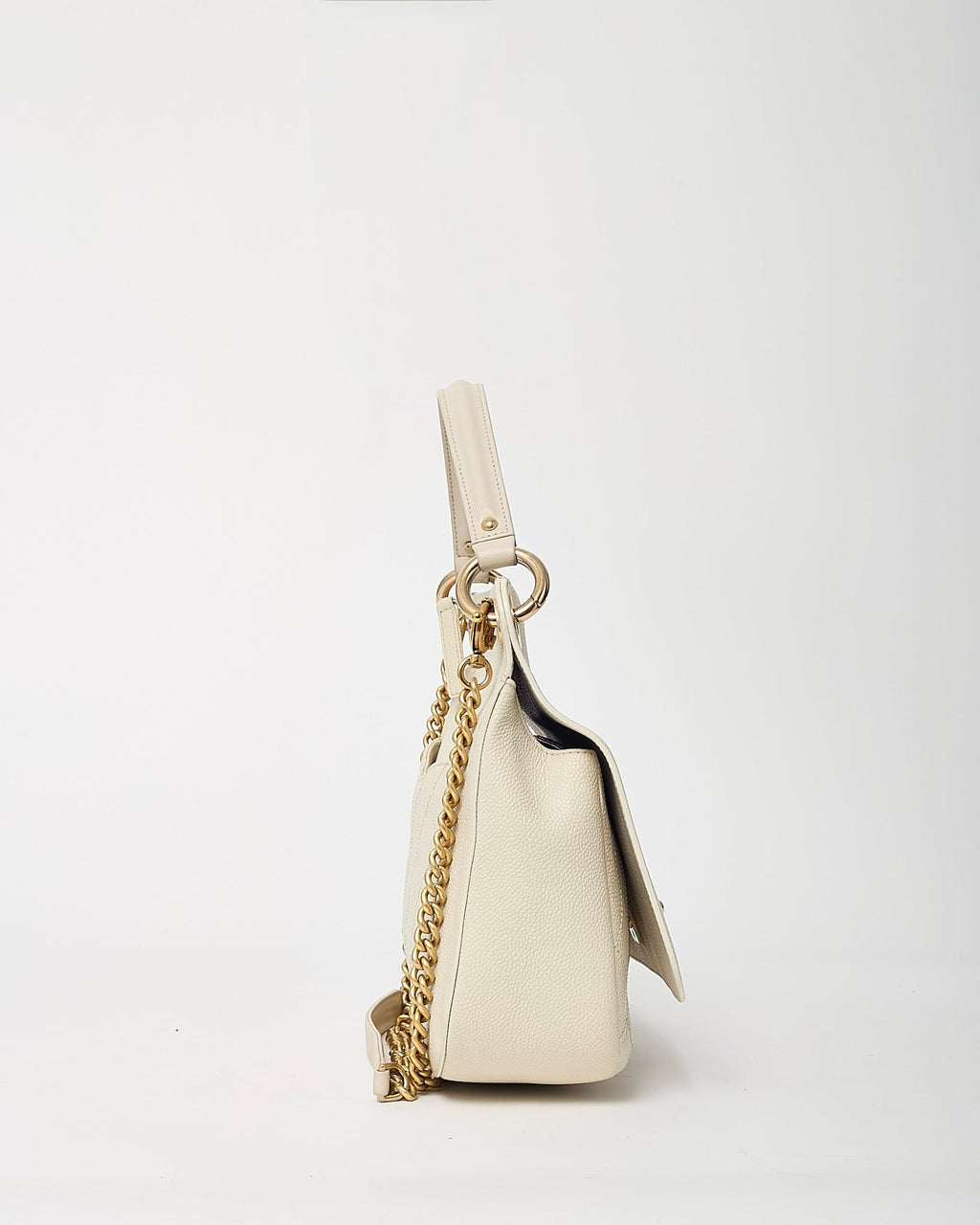 Chanel White Caviar Leather Large Top Handle Flap Bag with Removable Strap