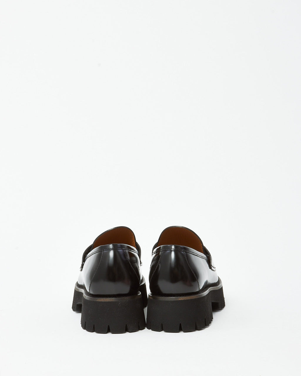 Gucci Black Leather SHW Horsebit Lug Sole Loafers - 41.5