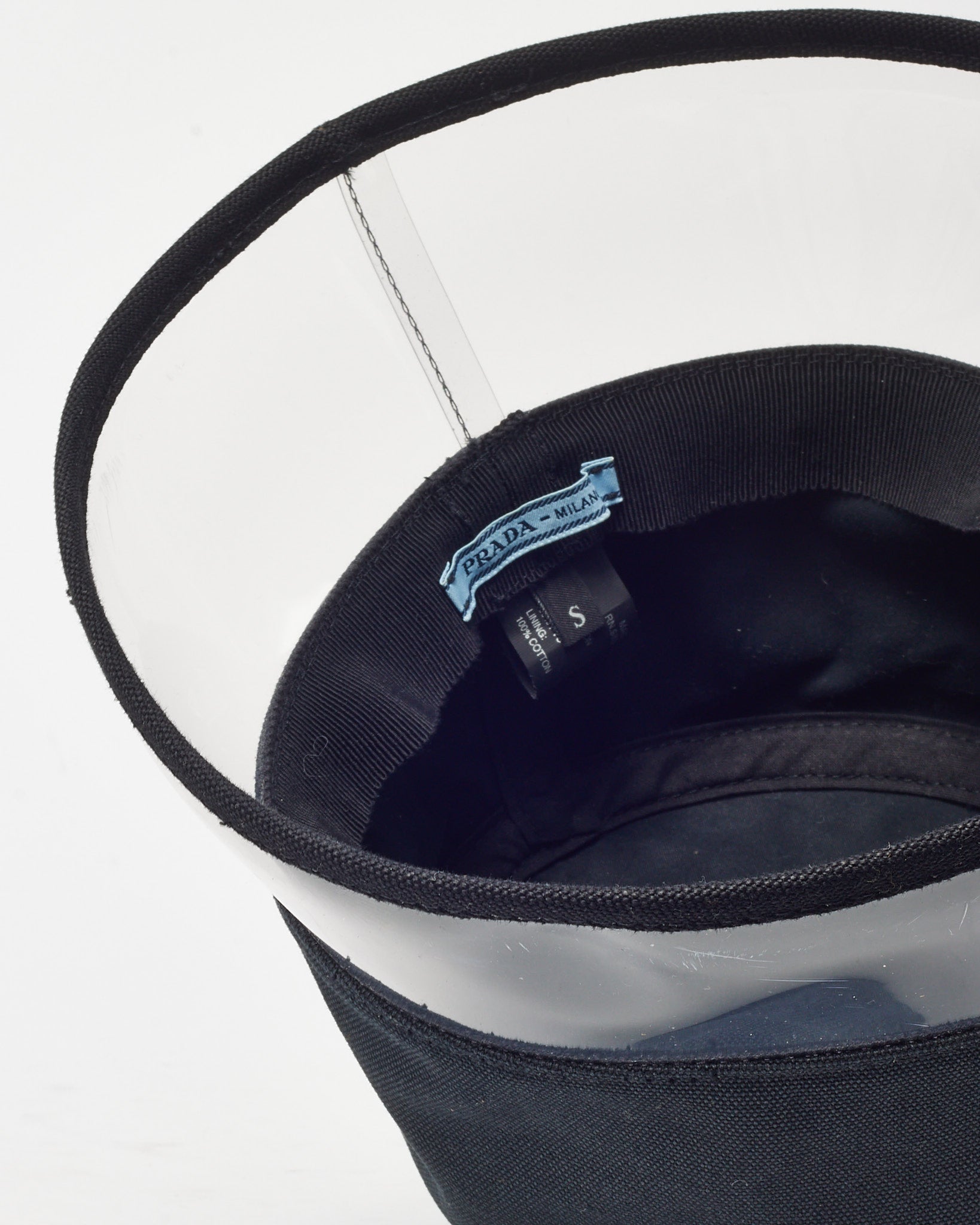 Prada Black Nylon and PVC Logo Bucket Hat - S