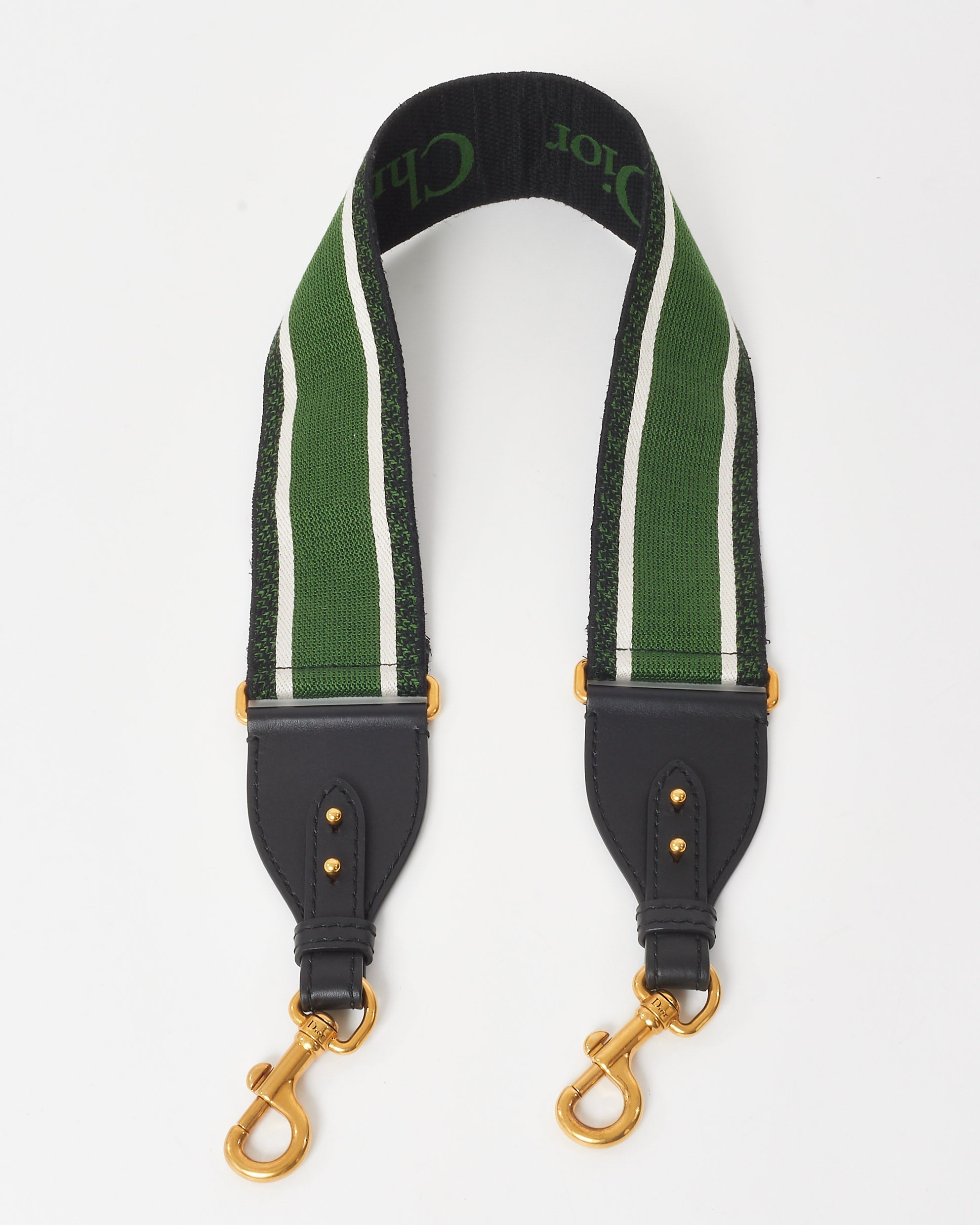 Dior Green & Black Embroidered Canvas Logo Strap