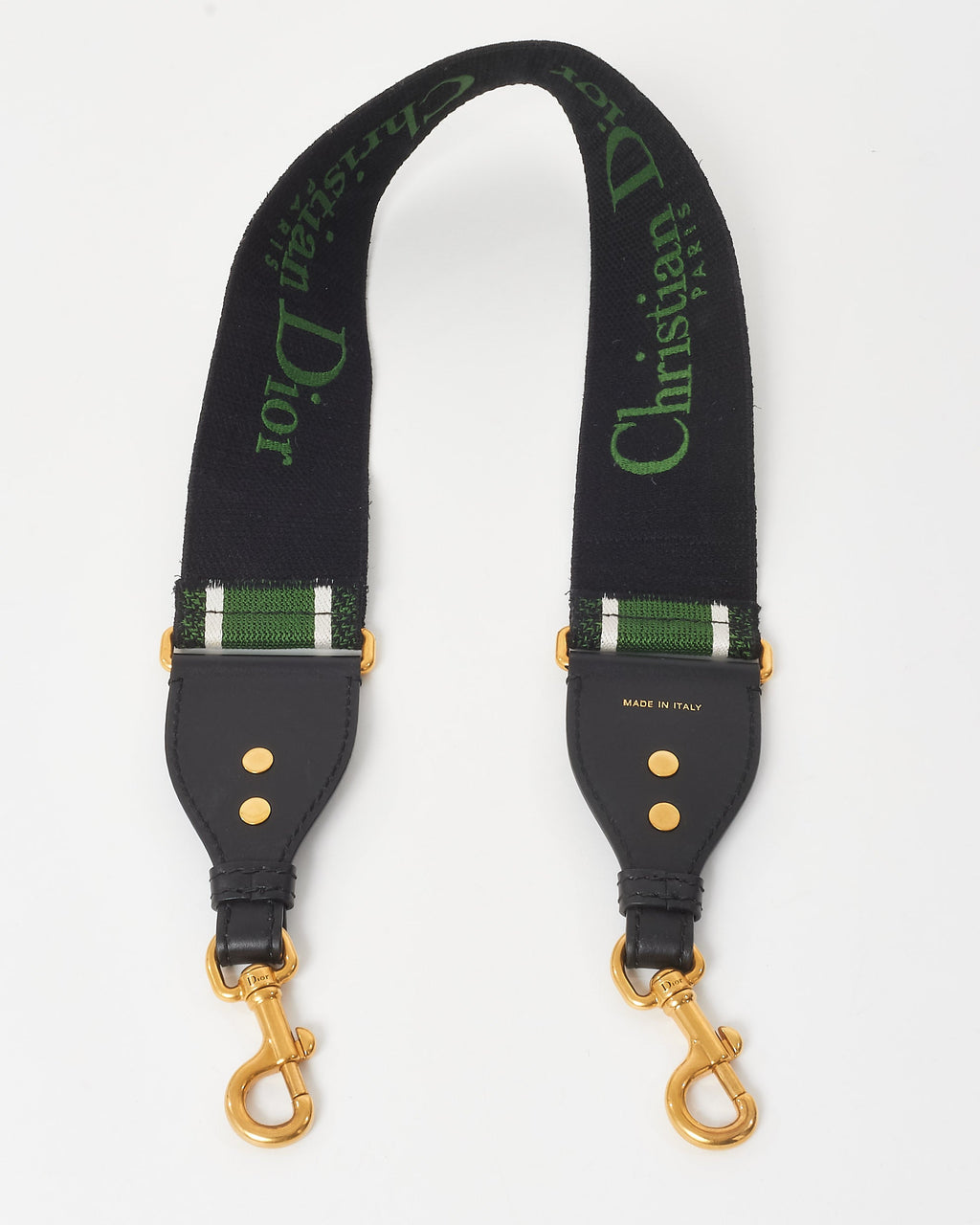 Dior Green & Black Embroidered Canvas Logo Strap