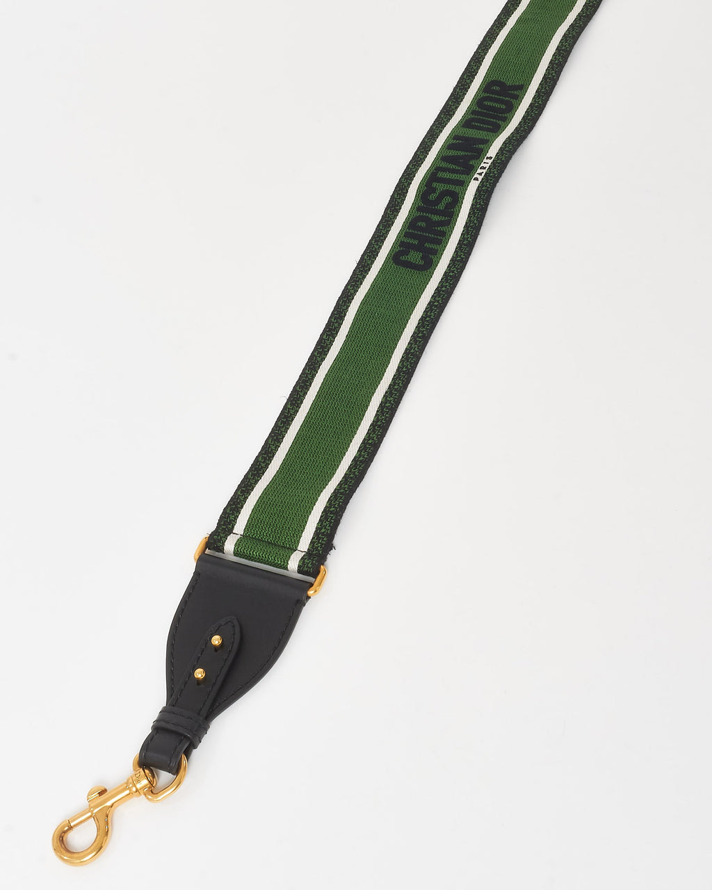 Dior Green & Black Embroidered Canvas Logo Strap