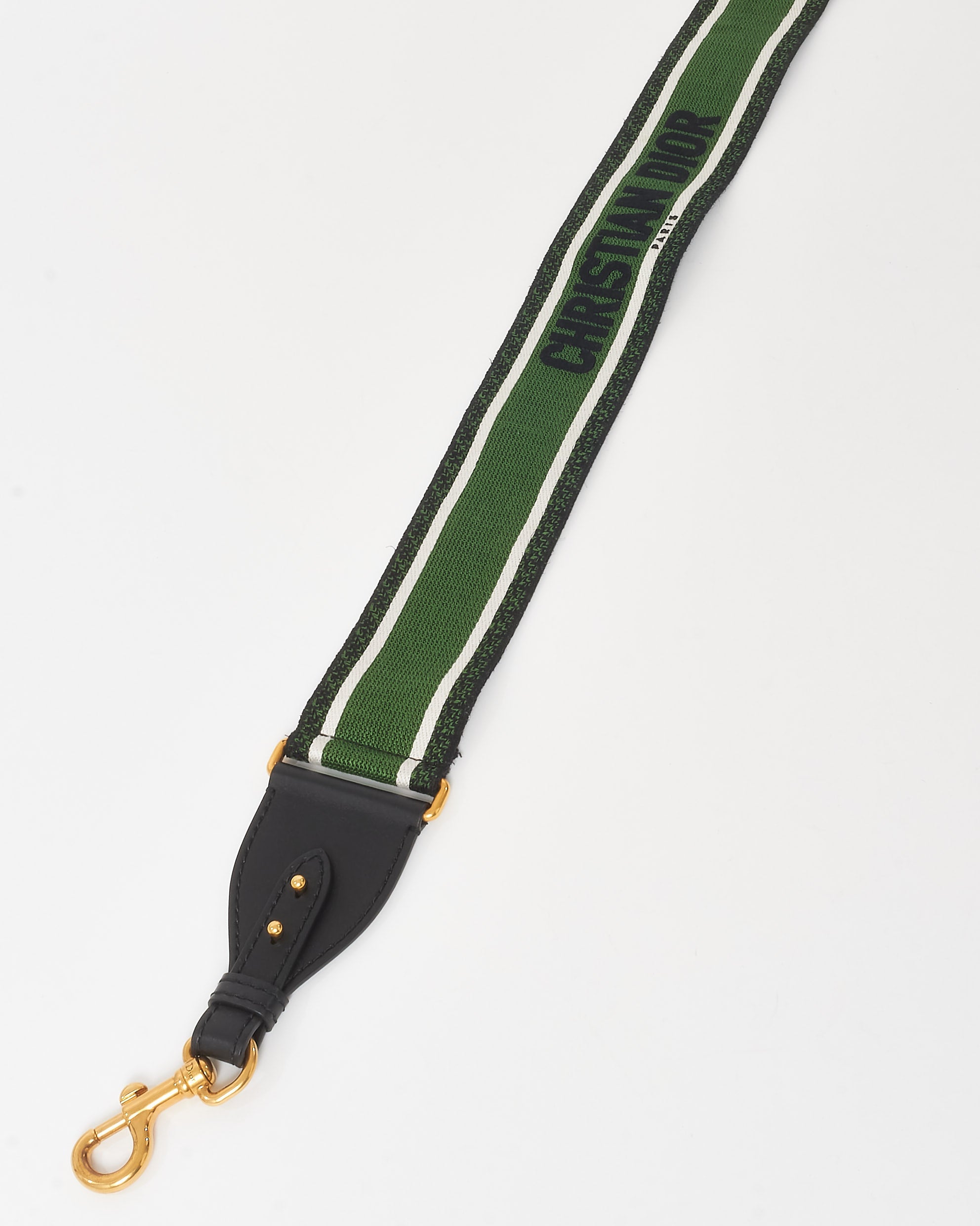 Dior Green & Black Embroidered Canvas Logo Strap