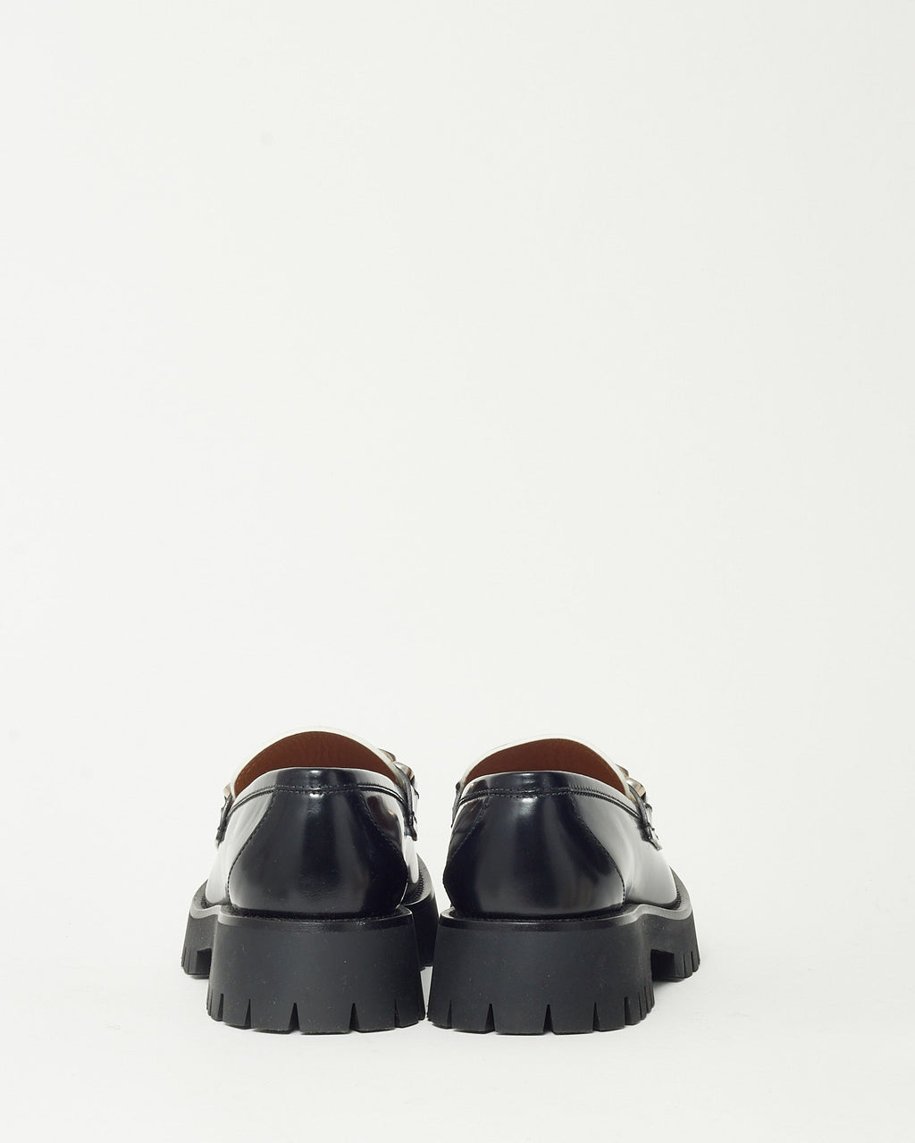 Gucci Black and White Leather SHW Interlocking GG Loafers - 41