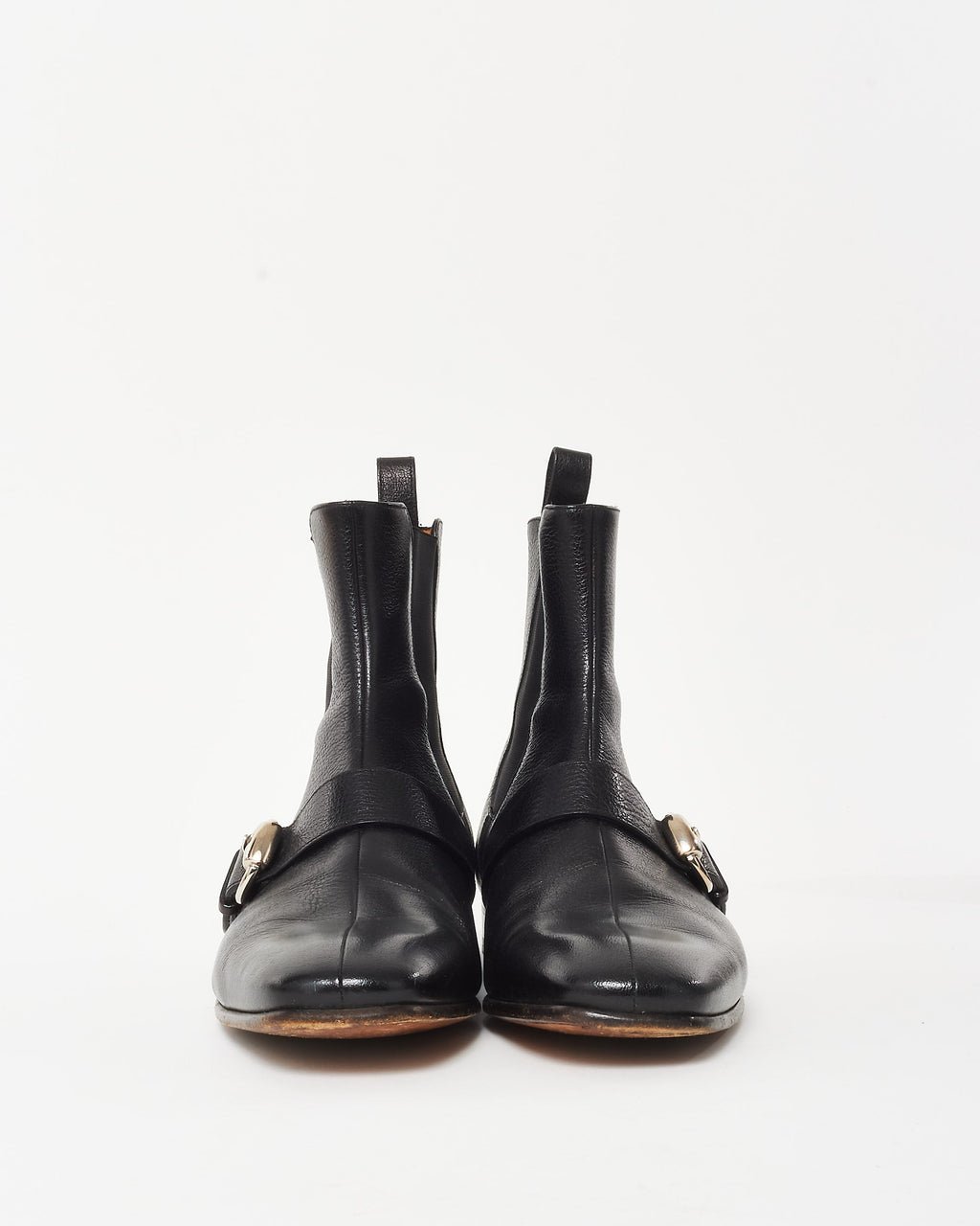 Gucci Men's Black Leather Buckle Chelsea Boots - 8 MEN