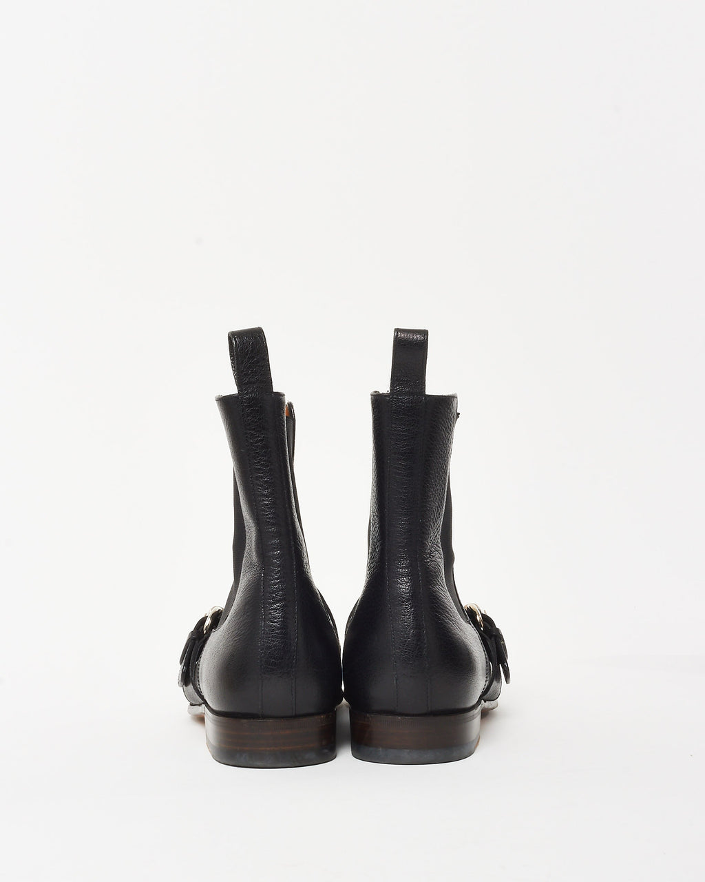 Gucci Men's Black Leather Buckle Chelsea Boots - 8 MEN