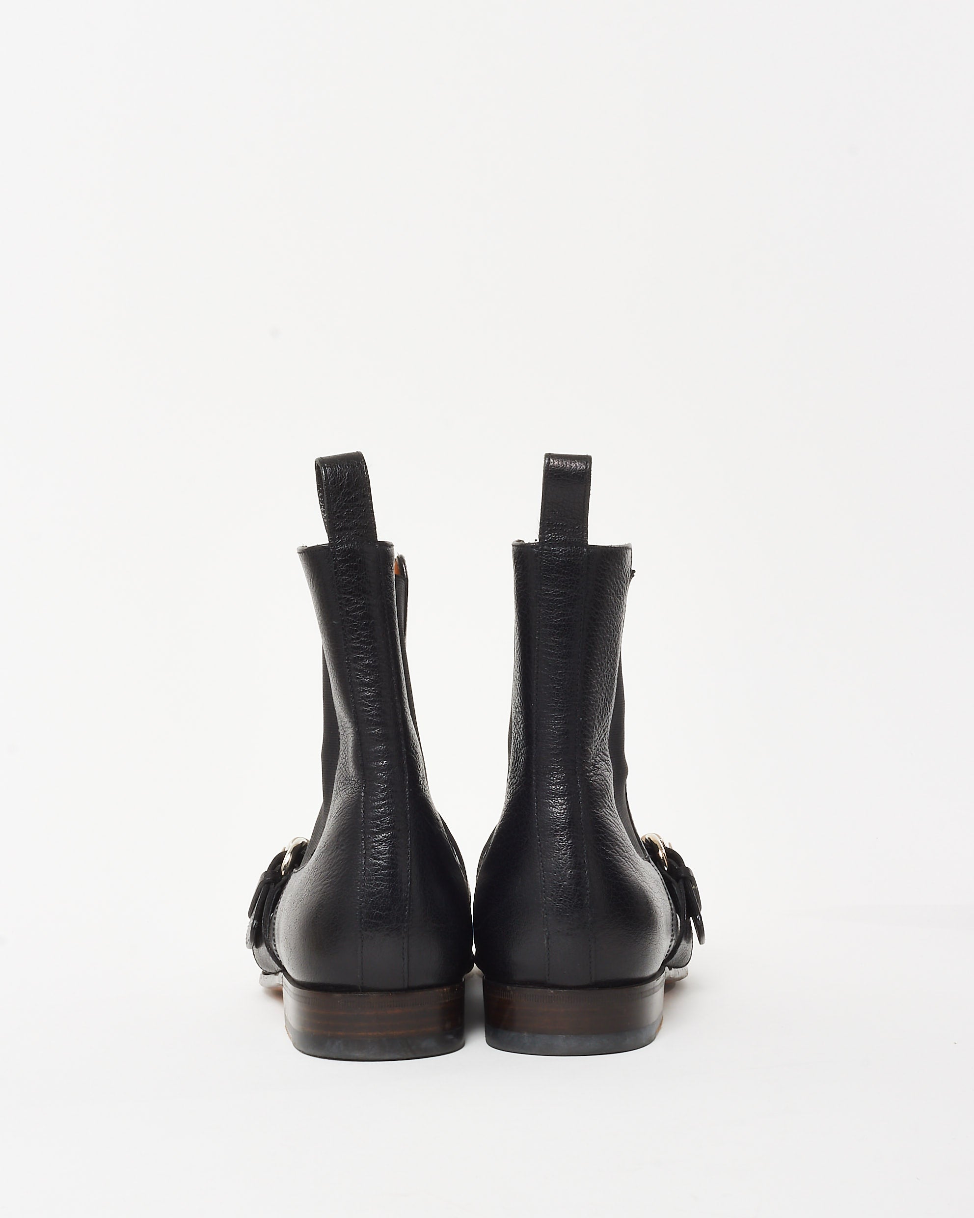 Gucci Men's Black Leather Buckle Chelsea Boots - 8 MEN