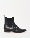 Gucci Men's Black Leather Buckle Chelsea Boots - 8 MEN