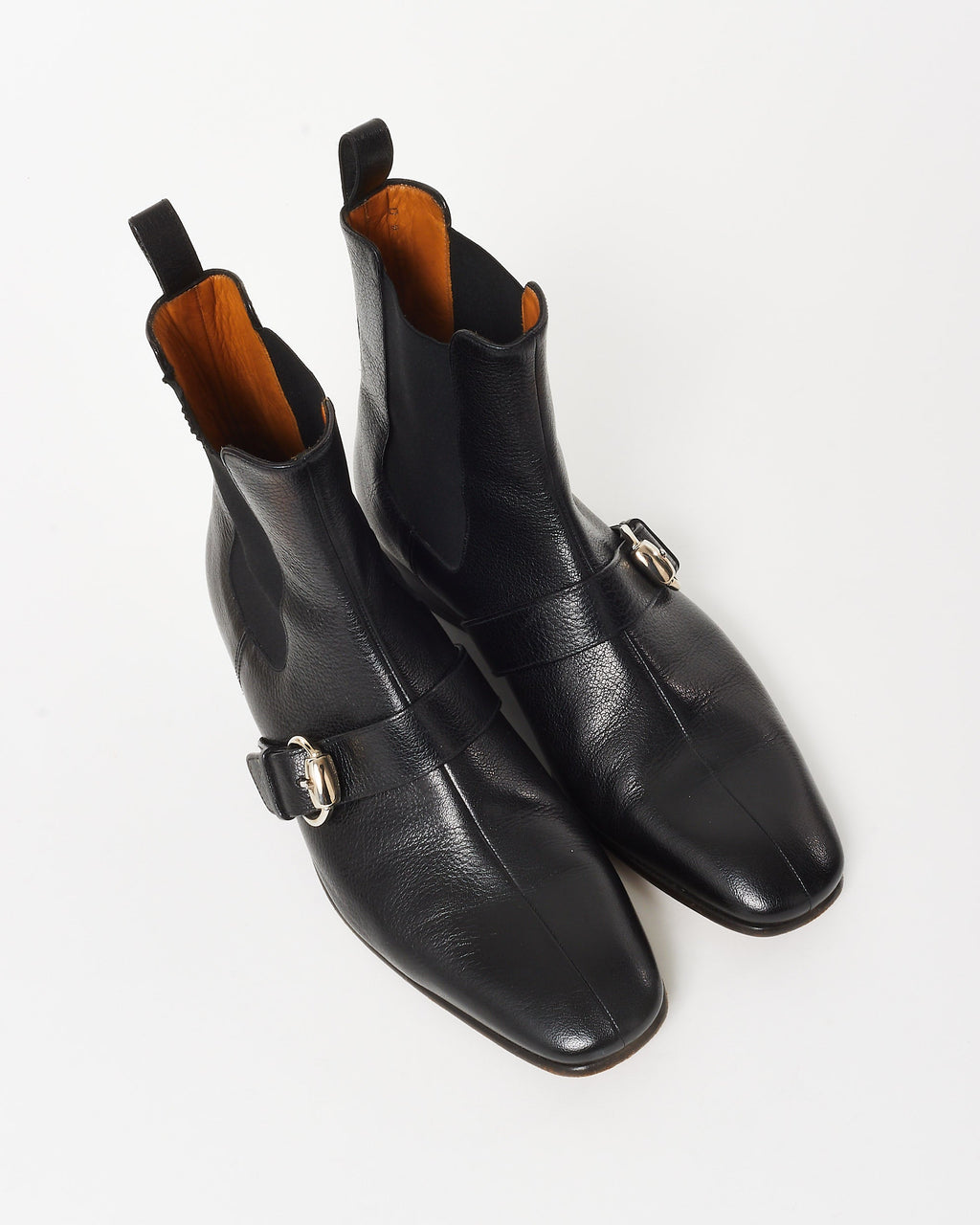 Gucci Men's Black Leather Buckle Chelsea Boots - 8 MEN