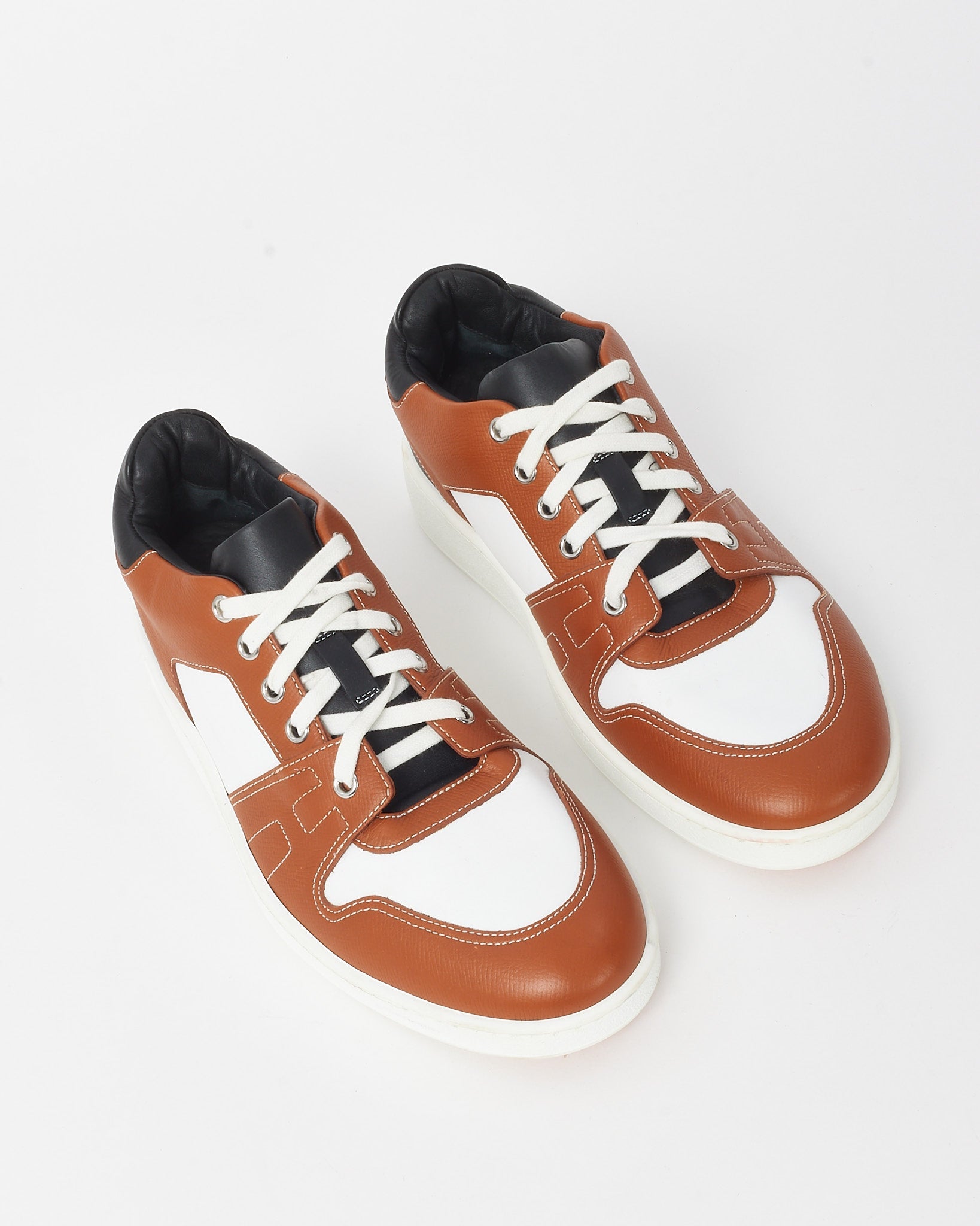 Hermès Men's Tan/White/Black Leather Free Sneakers - 40M EU /7M US/9W US