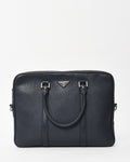 Prada Navy Toro Leather Logo 2Way Convertible Briefcase