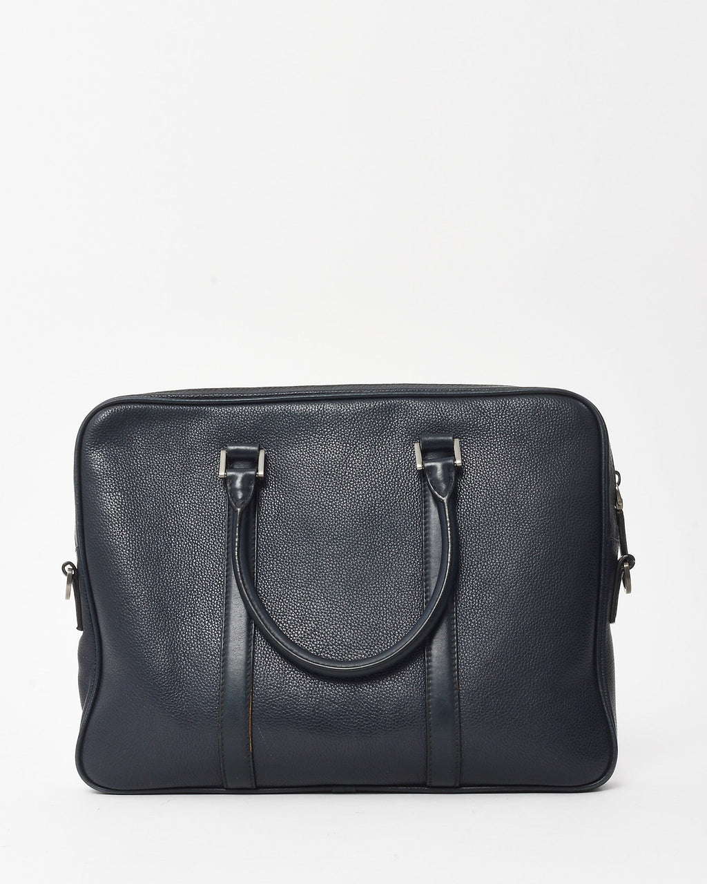 Prada Navy Toro Leather Logo 2Way Convertible Briefcase