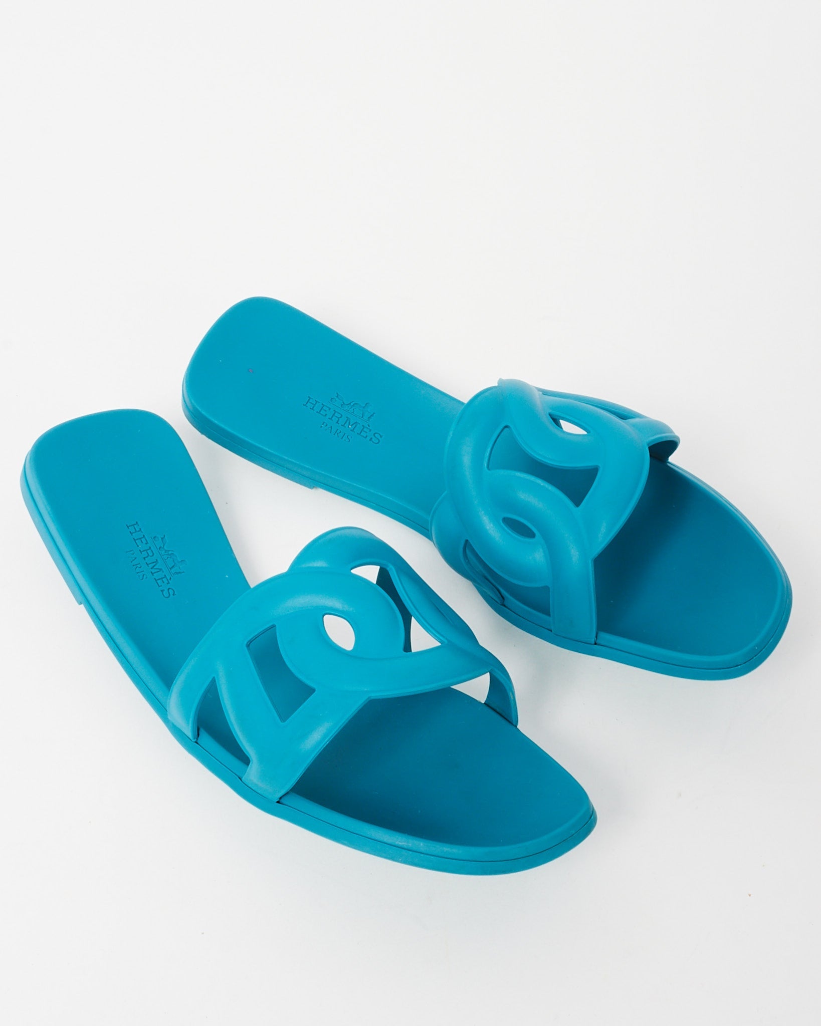 Hermès Blue PVC Rubber Aloha Sandals - 36