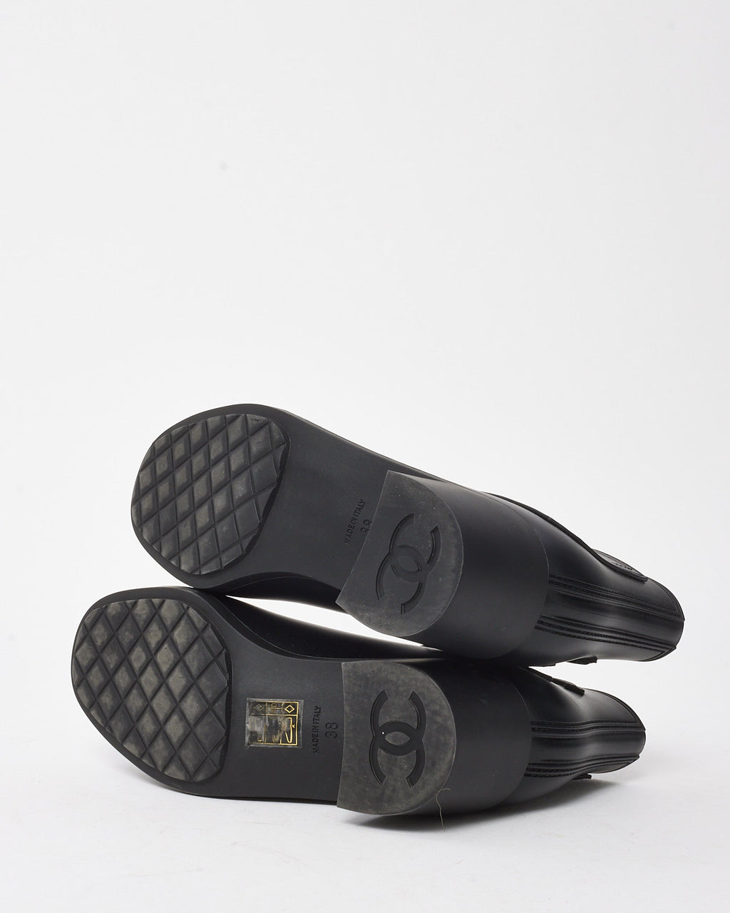 Chanel Black PVC Rubber CC Logo Ankle Booties - 38