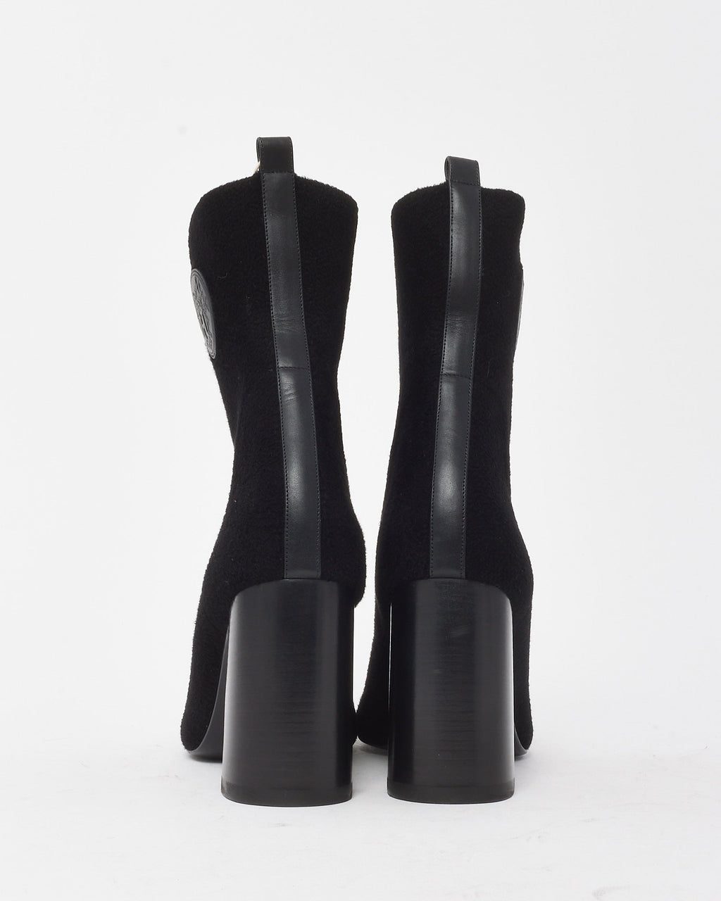 Hermès Black Chenille Knit Fabric Jenna 90 Ankle Boots - 41