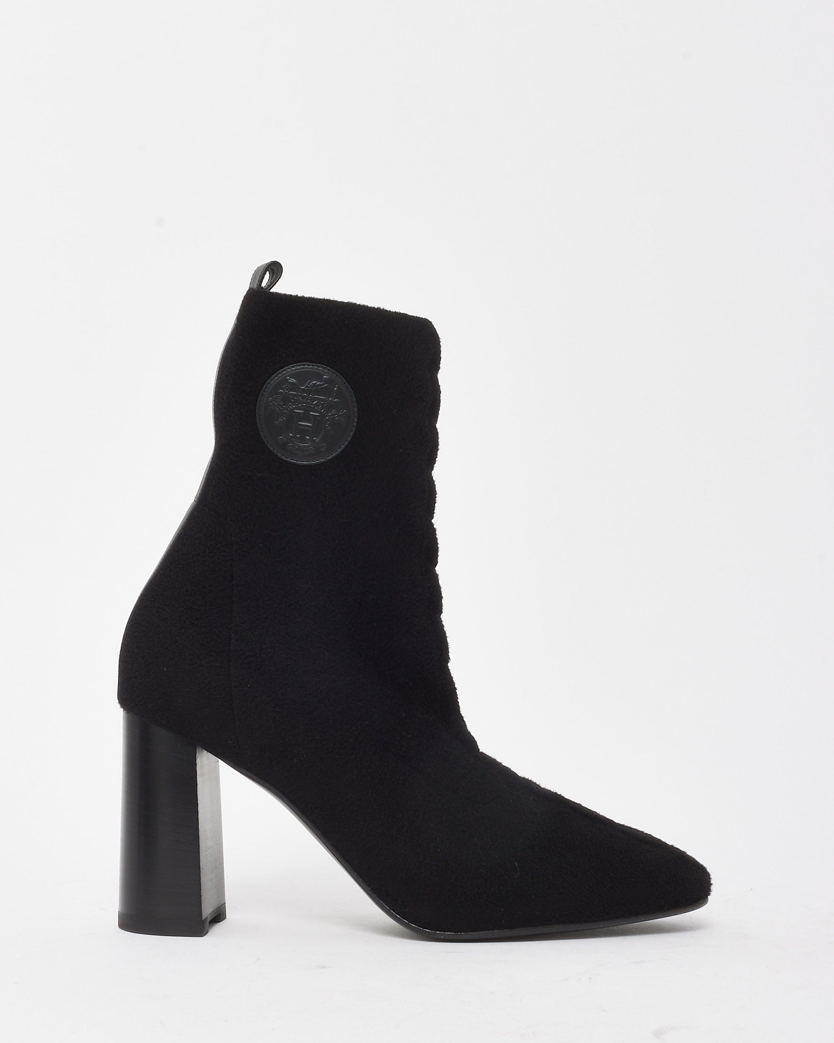 Hermès Black Chenille Knit Fabric Jenna 90 Ankle Boots - 41
