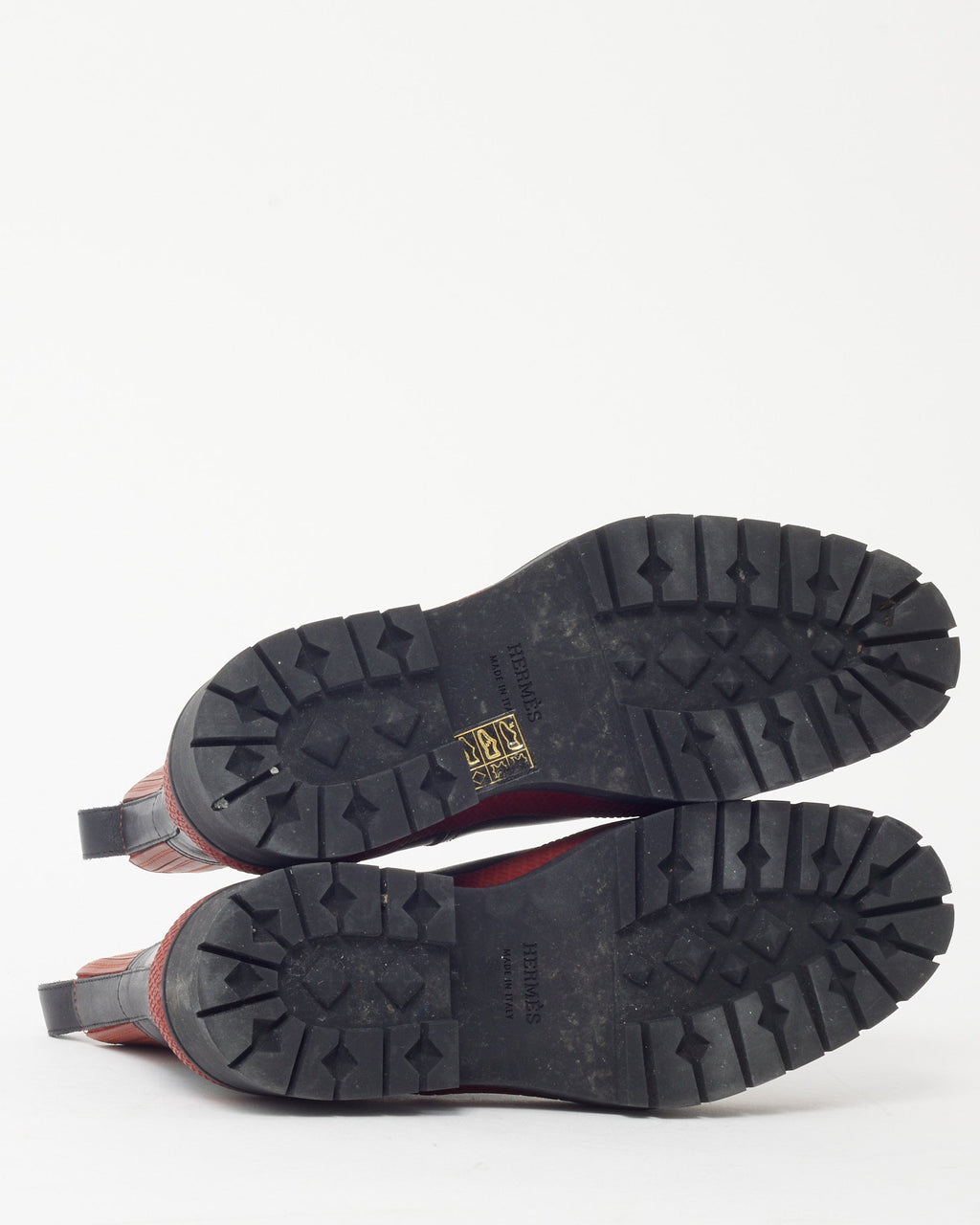 Hermès Black and Red Leather Colorblock Chelsea Boots - 35.5