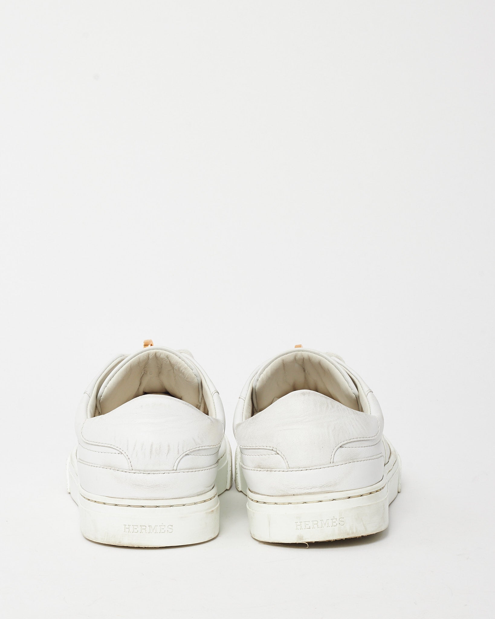Hermès White Leather RGHW Kelly Buckle Day Sneakers - 36