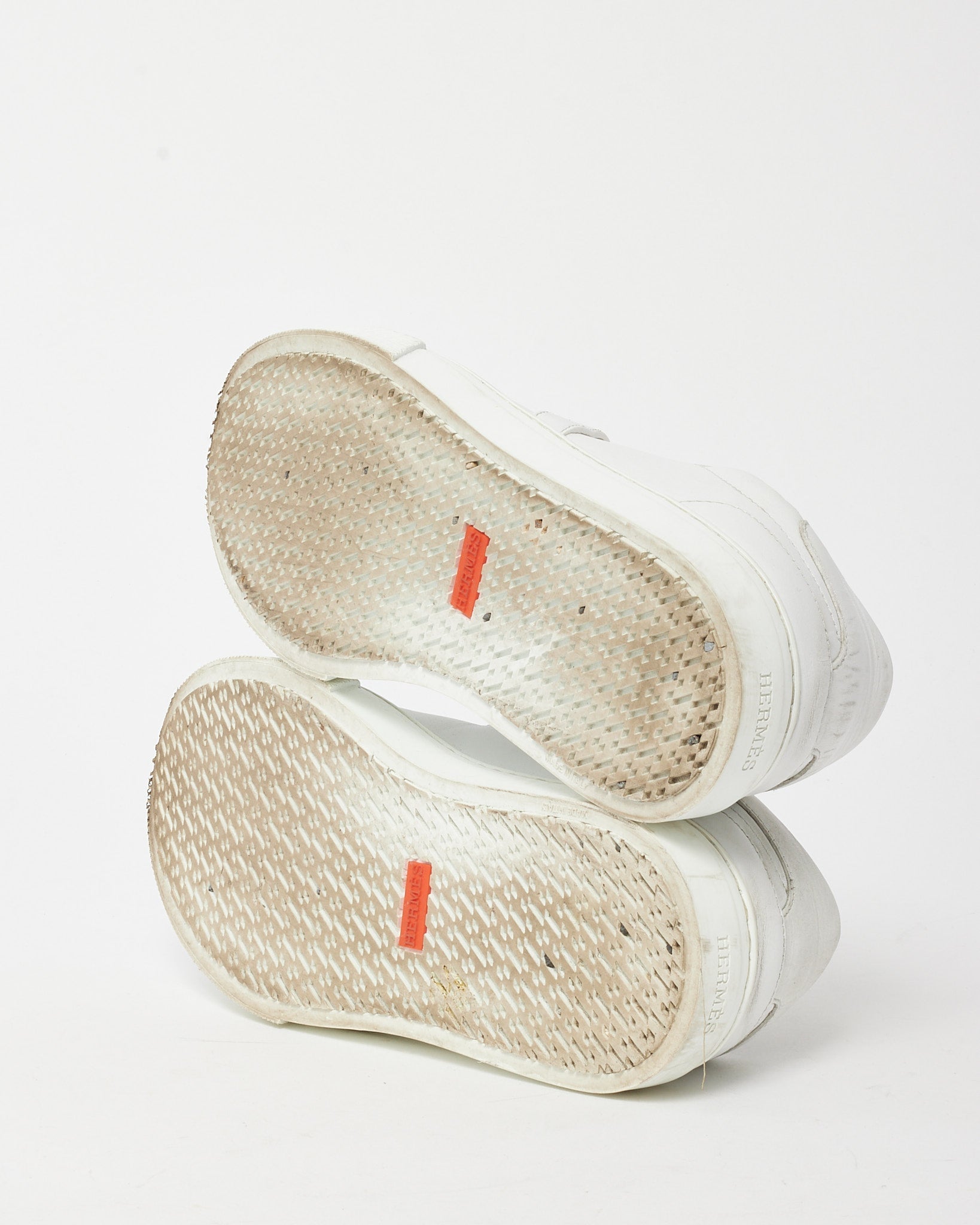 Hermès White Leather RGHW Kelly Buckle Day Sneakers - 36