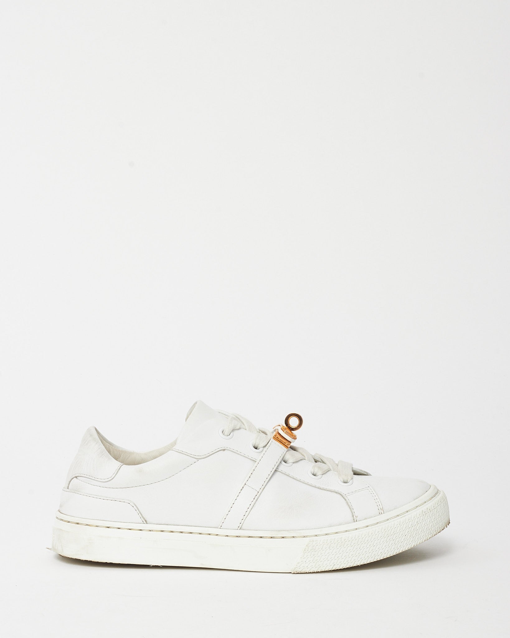 Hermès White Leather RGHW Kelly Buckle Day Sneakers - 36