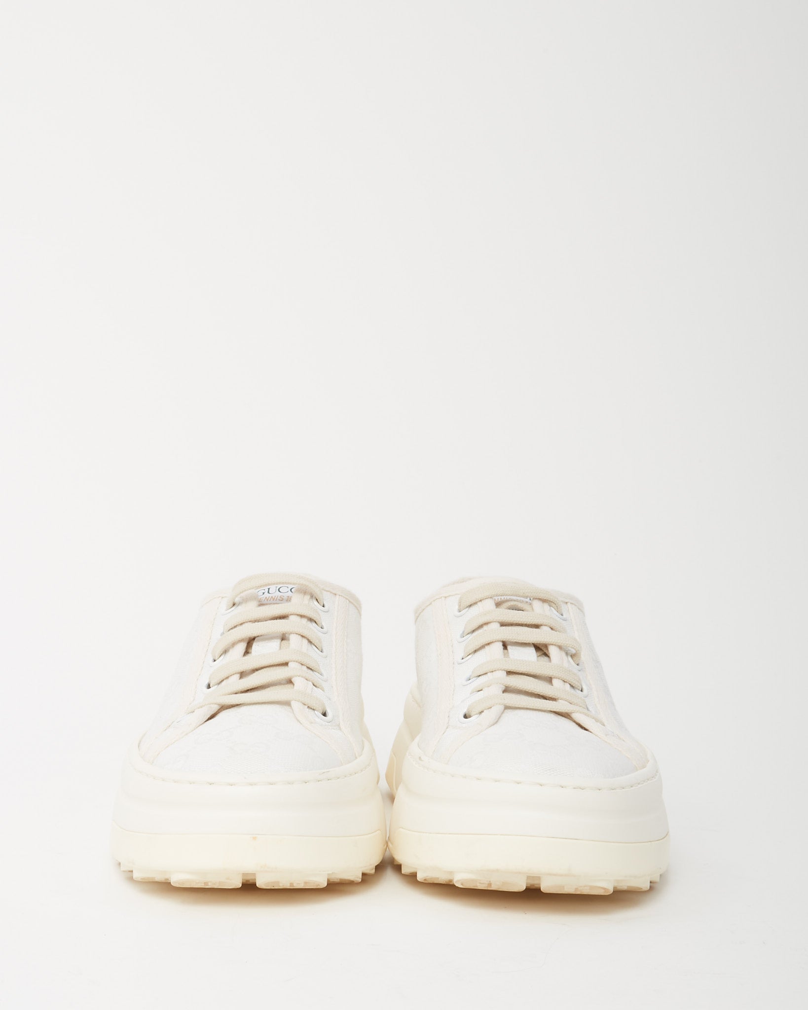 Gucci White Monogram GG Canvas Low-Top Platform Sneakers - 40