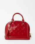 Louis Vuitton Alma BB Red Monogram Vernis Patent Leather Handbag