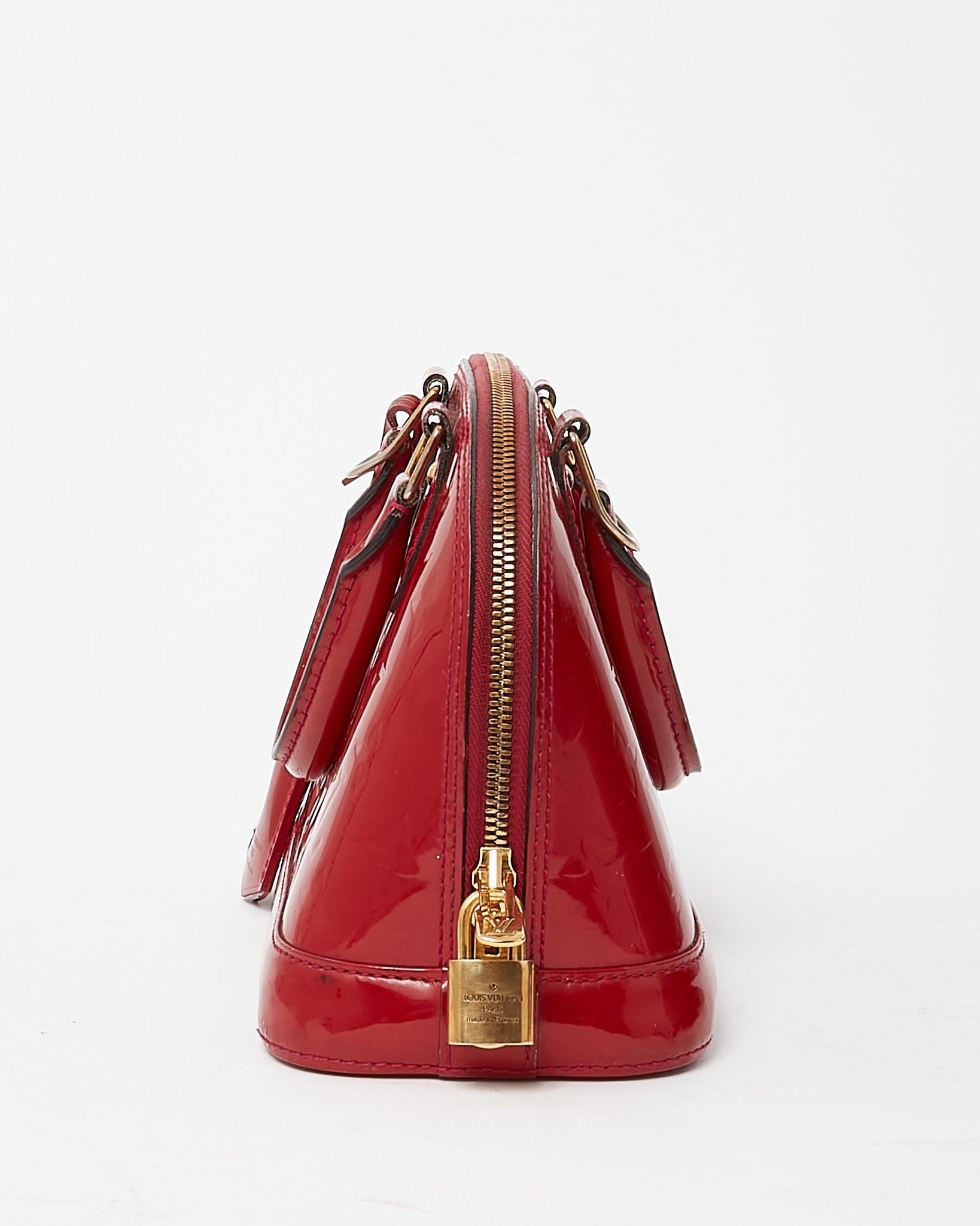 Louis Vuitton Alma BB Red Monogram Vernis Patent Leather Handbag