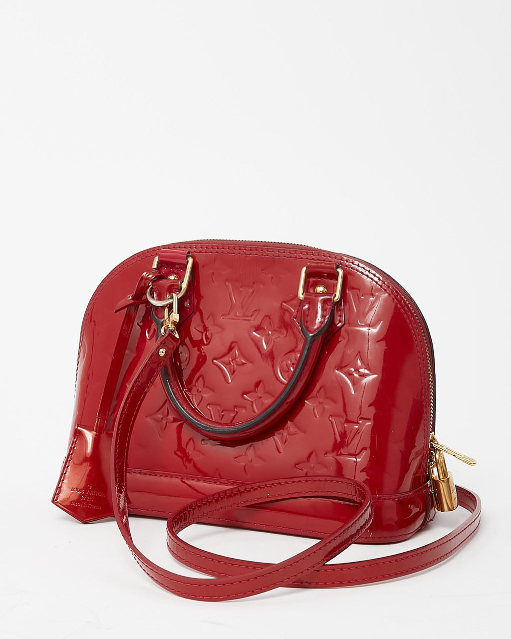 Louis Vuitton Alma BB Red Monogram Vernis Patent Leather Handbag
