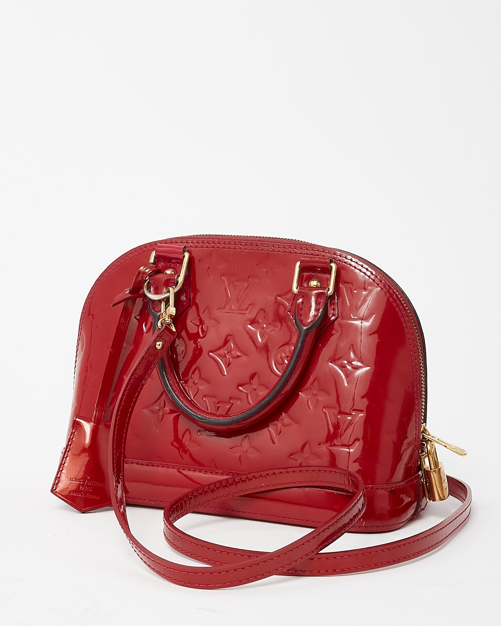 Louis Vuitton Alma BB Red Monogram Vernis Patent Leather Handbag