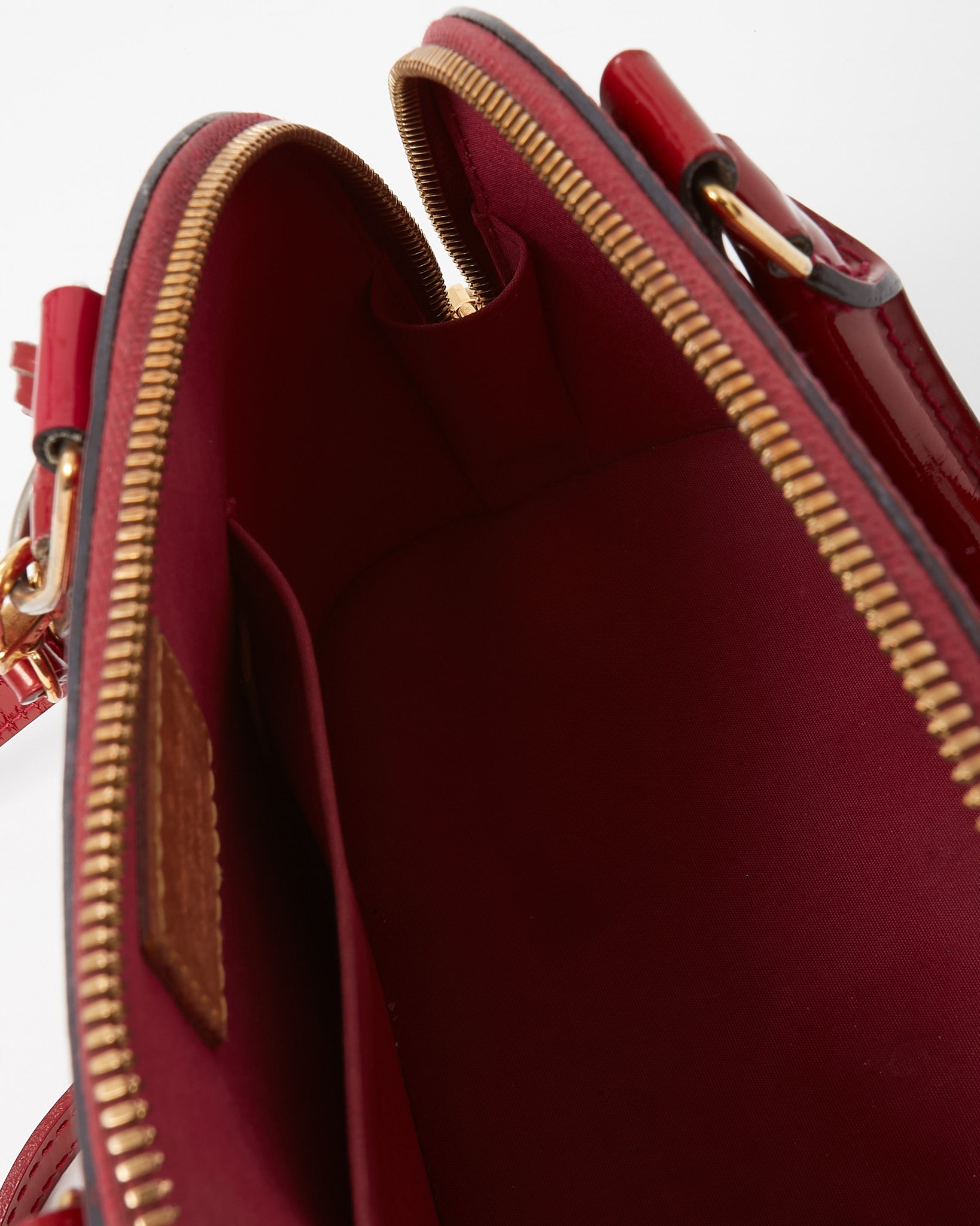 Louis Vuitton Alma BB Red Monogram Vernis Patent Leather Handbag
