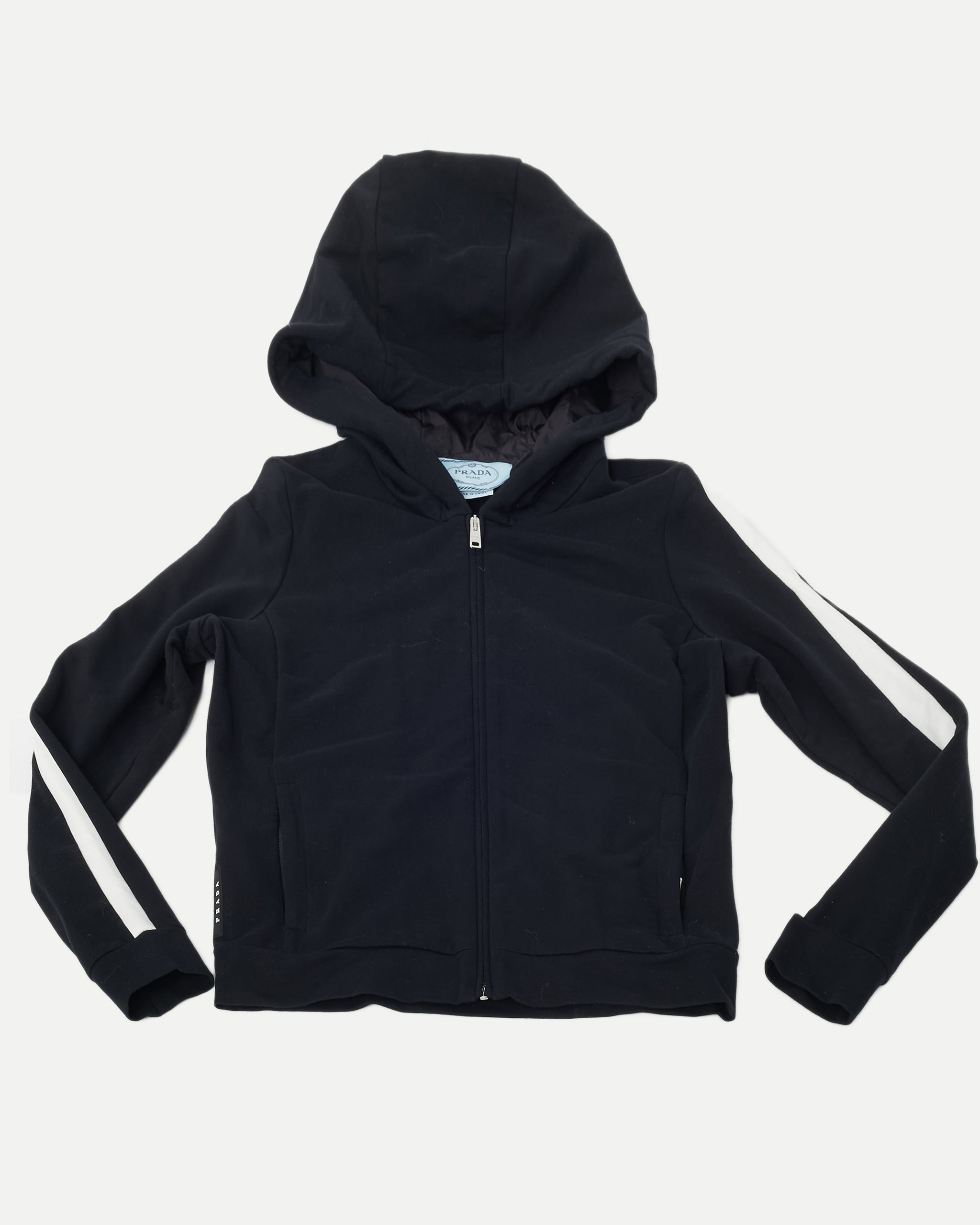 Prada Black Cotton White Stripe Logo Tracksuit - XL