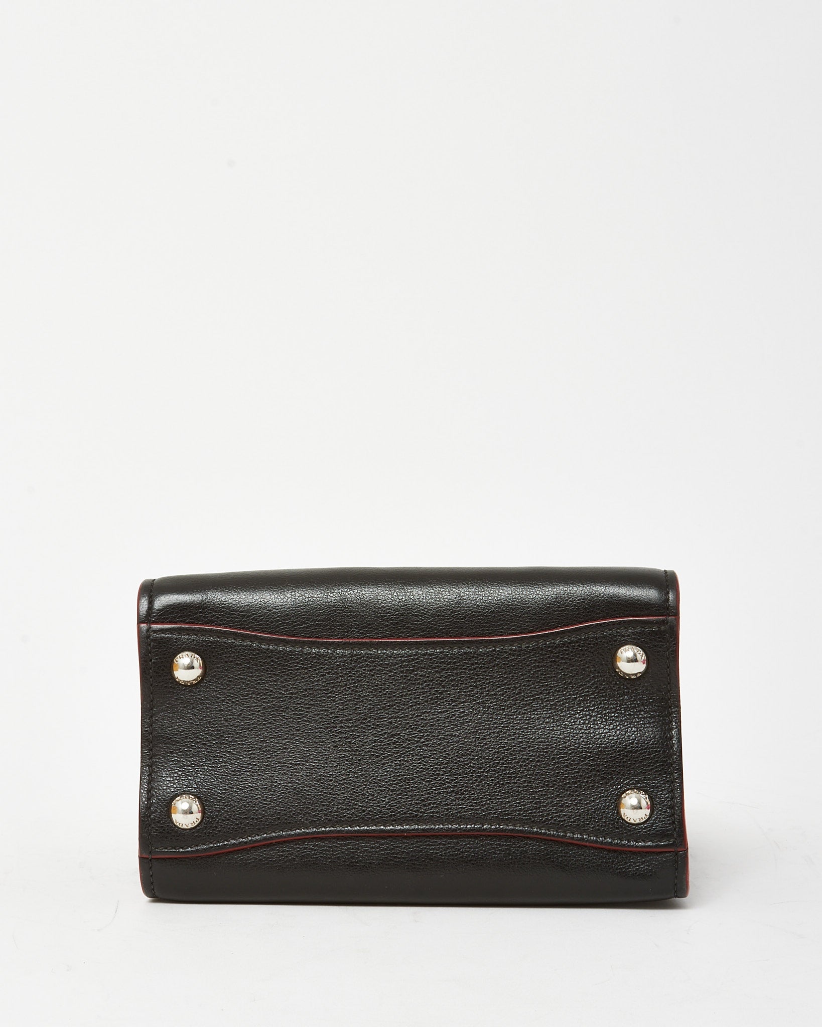 Prada Black and Red Trim Glace Calf Leather & Scamosciato Twin Pocket Tote with Strap