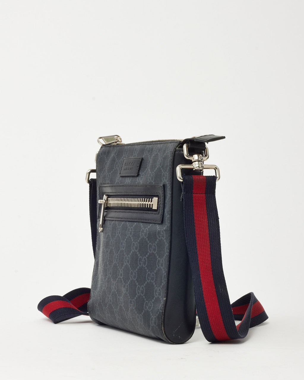 Gucci Black Monogram GG Supreme Canvas Small Messenger Bag