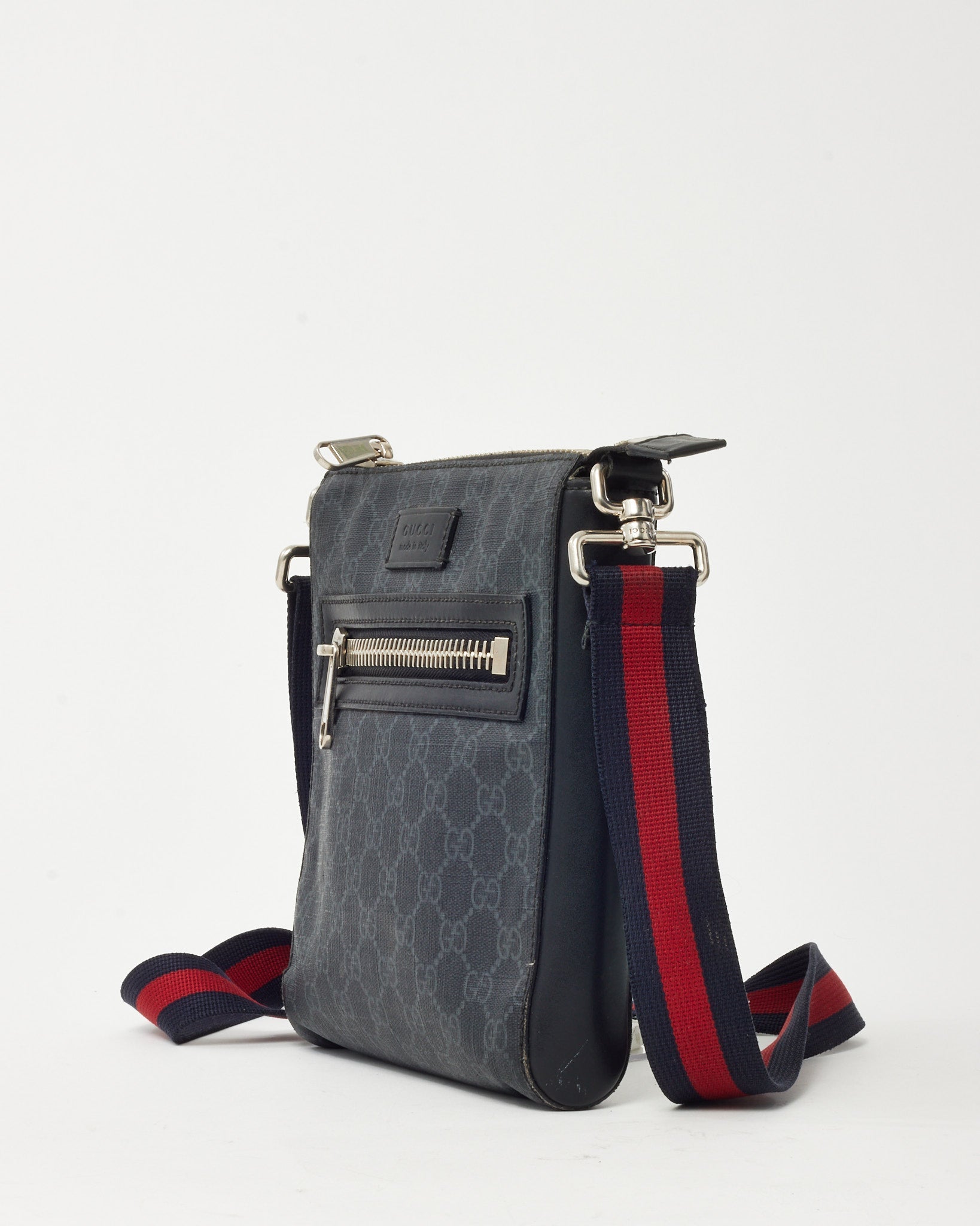 Gucci Black Monogram GG Supreme Canvas Small Messenger Bag