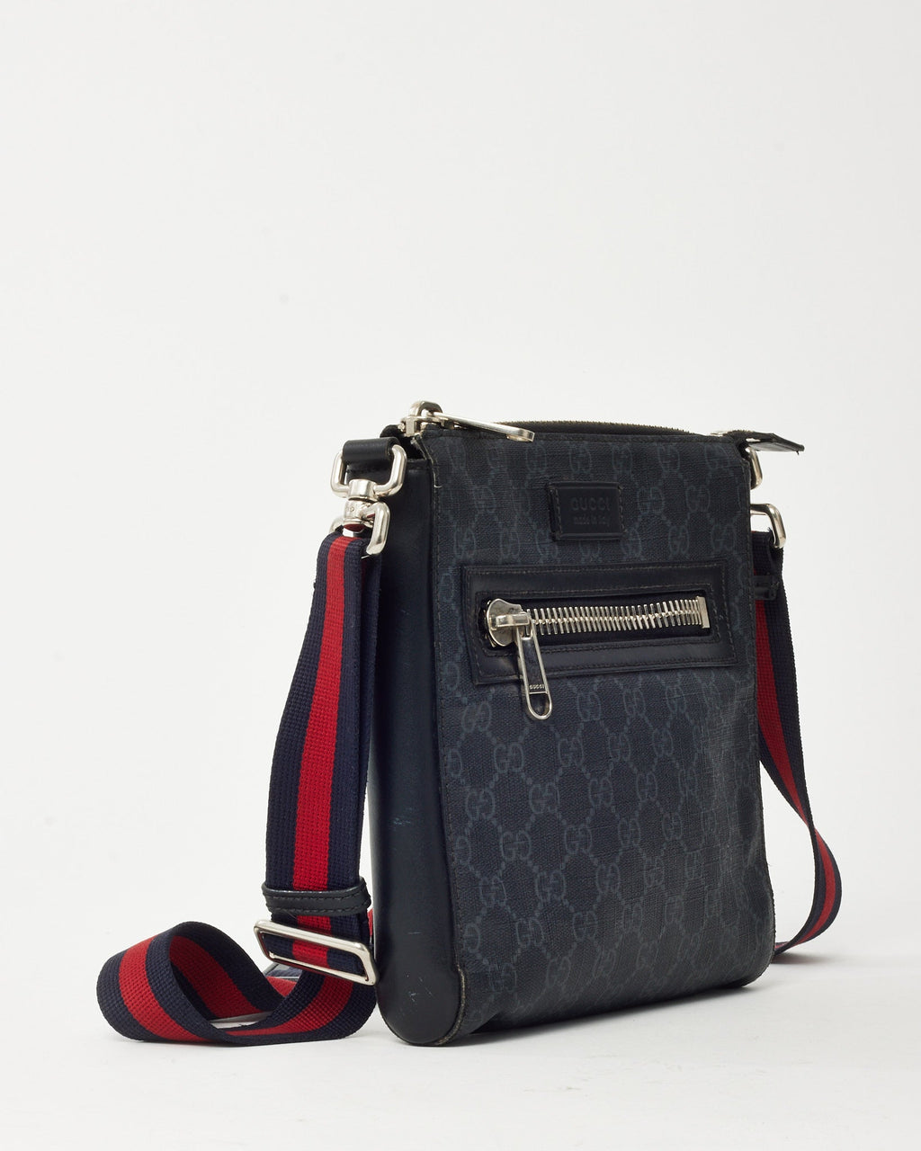 Gucci Black Monogram GG Supreme Canvas Small Messenger Bag