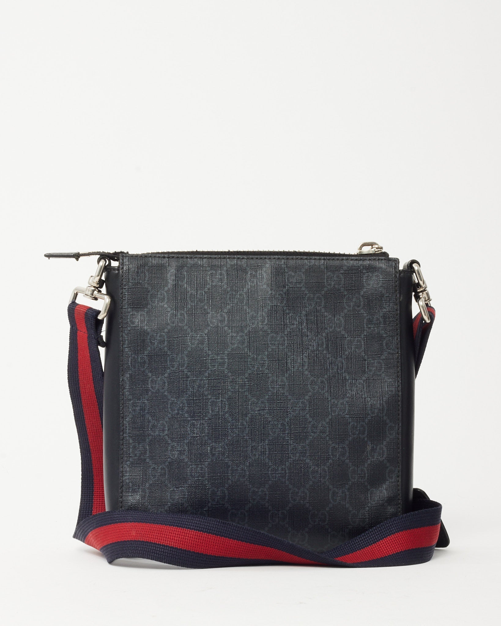 Gucci Black Monogram GG Supreme Canvas Small Messenger Bag