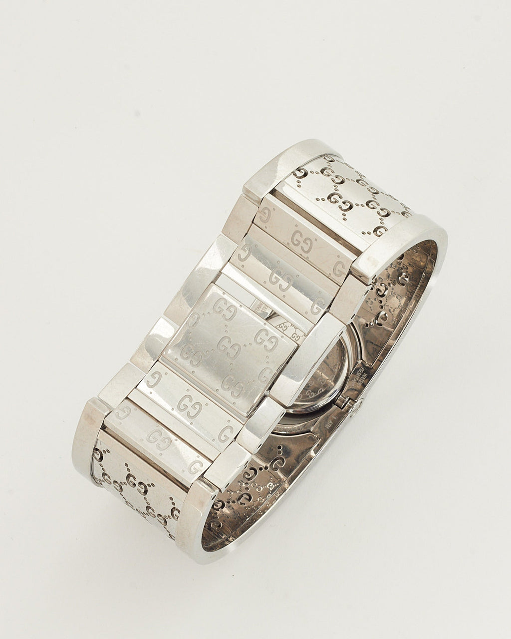 Gucci Silver Stainless Steel GG Monogram 33mm Diamond Twirl 112 Watch