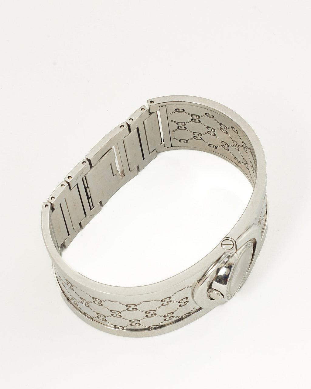 Gucci Silver Stainless Steel GG Monogram 33mm Diamond Twirl 112 Watch