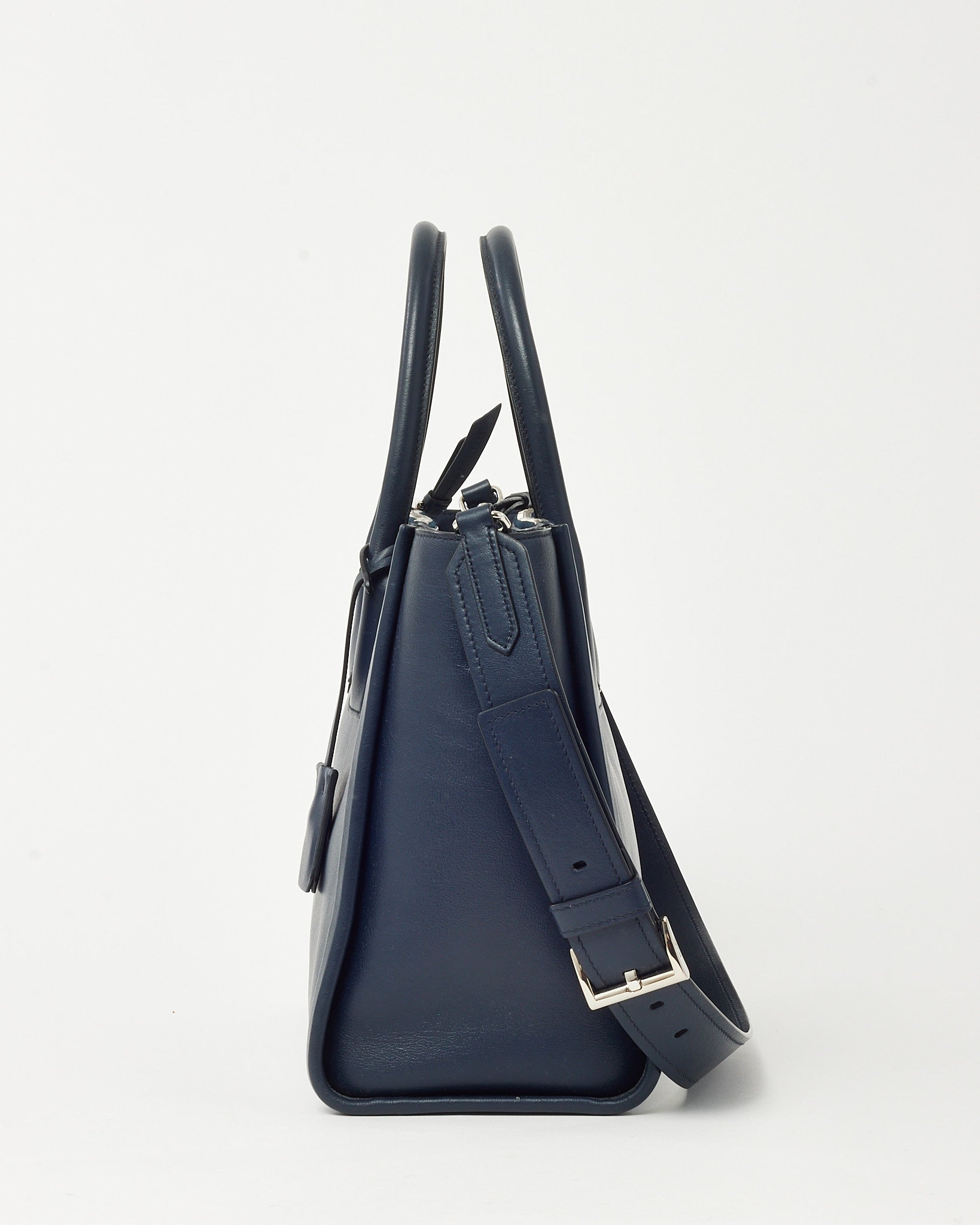 Prada Navy Grace Lux Leather 2Way Concept Tote with Strap 1BA183