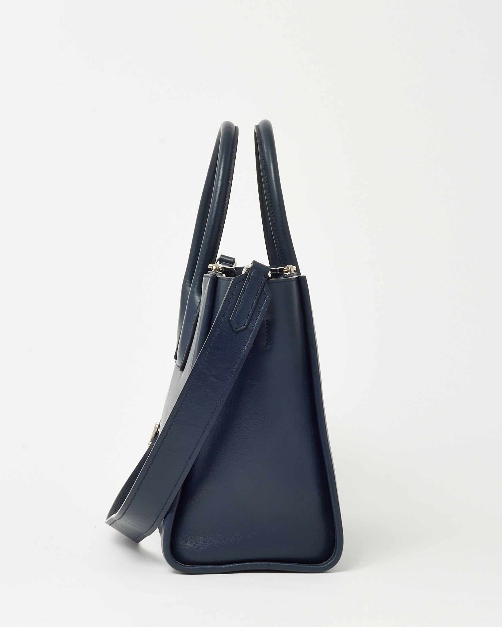 Prada Navy Grace Lux Leather 2Way Concept Tote with Strap 1BA183
