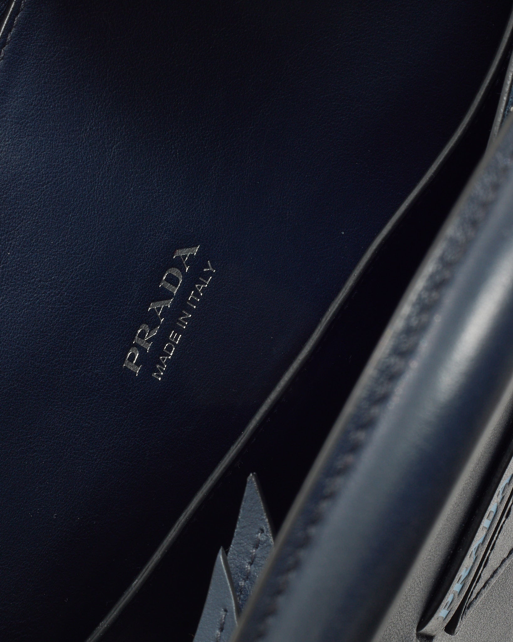 Prada Navy Grace Lux Leather 2Way Concept Tote with Strap 1BA183