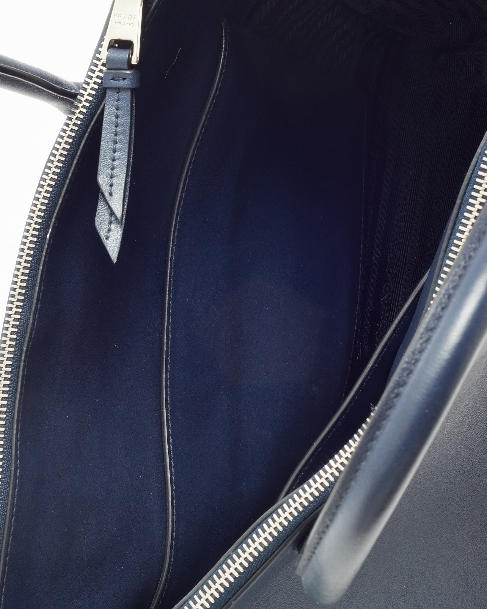 Prada Navy Grace Lux Leather 2Way Concept Tote with Strap 1BA183