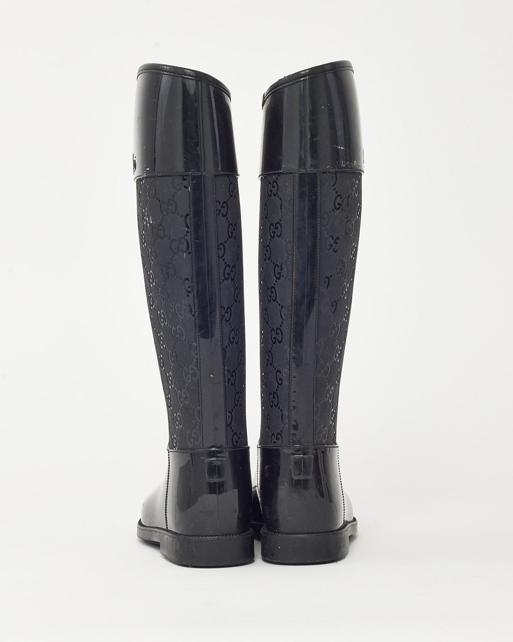 Gucci Black PVC Rubber GG Monogram Rain Boots - 36