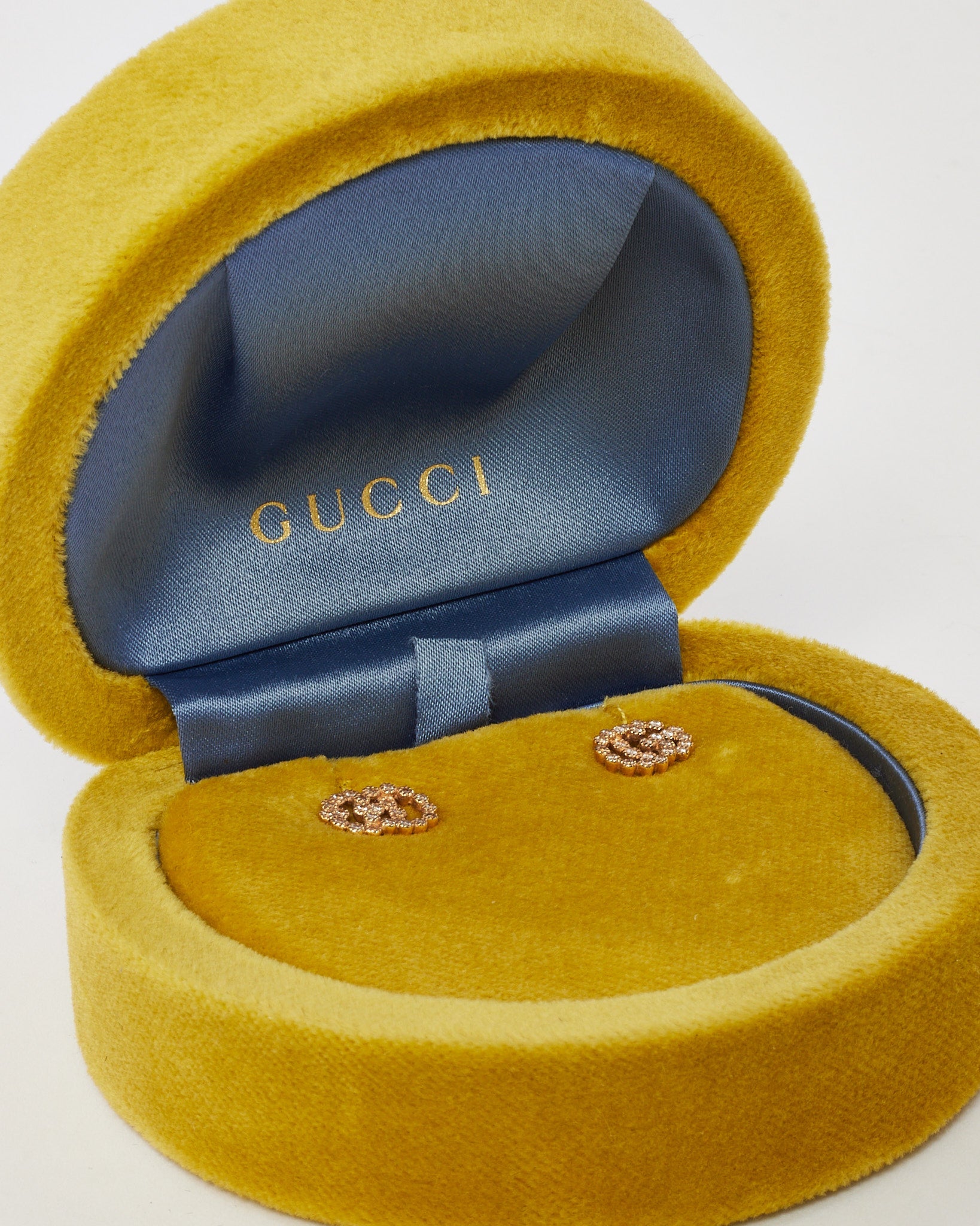 Gucci 18k Gold and Diamond Interlocking GG Stud Earrings